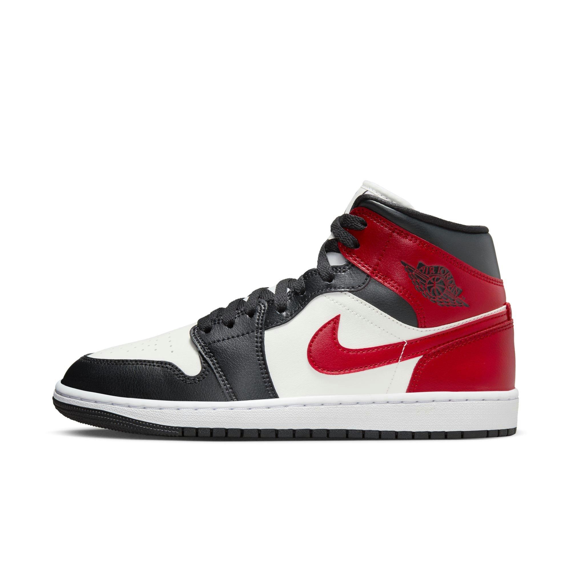 Jordan 1 Mid "Sail/Gym Red/Off Noir/White" Women's Shoe - WHITE/RED Thumbnail View 4