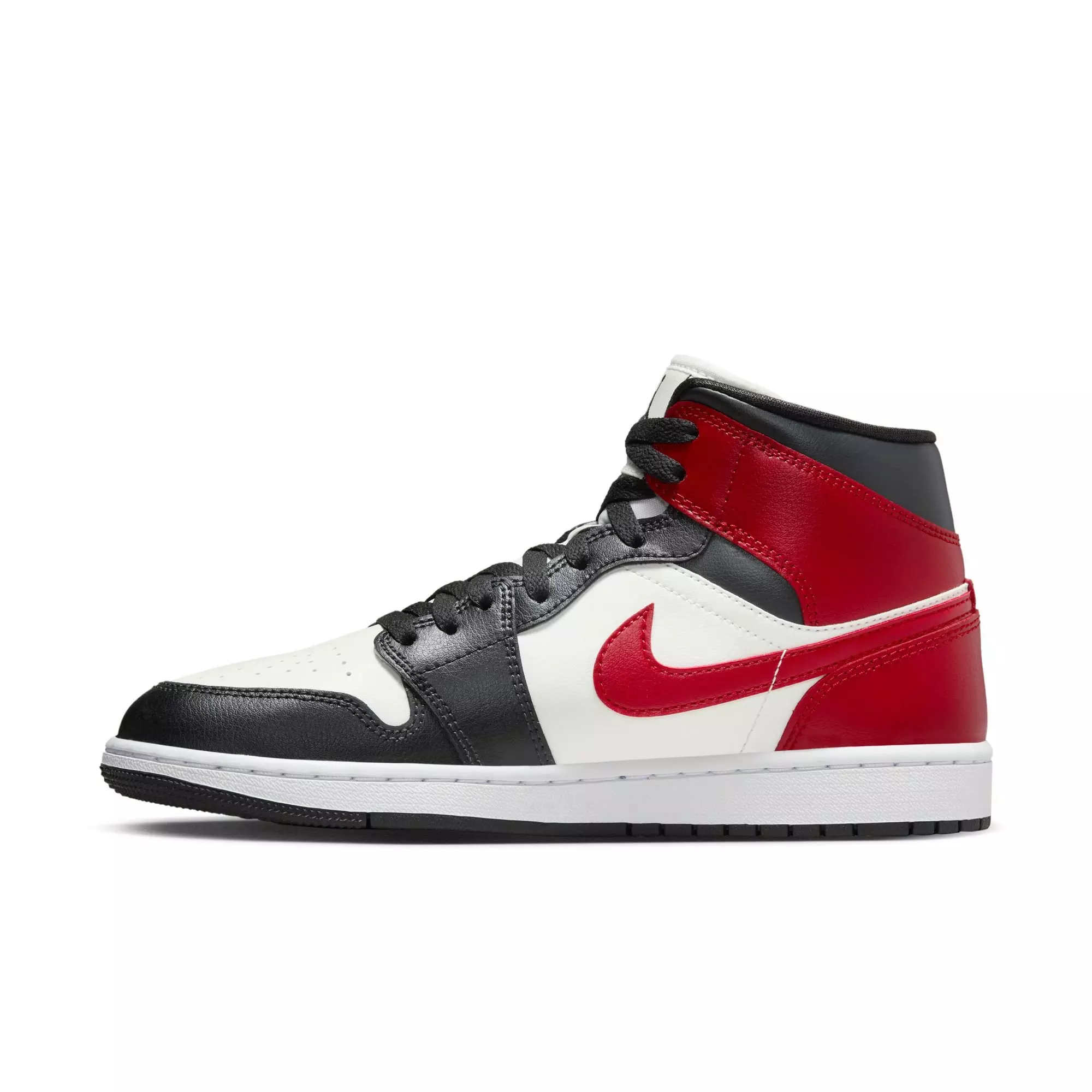 Jordan 1 Mid "Sail/Gym Red/Off Noir/White" Women's Shoe - WHITE/RED