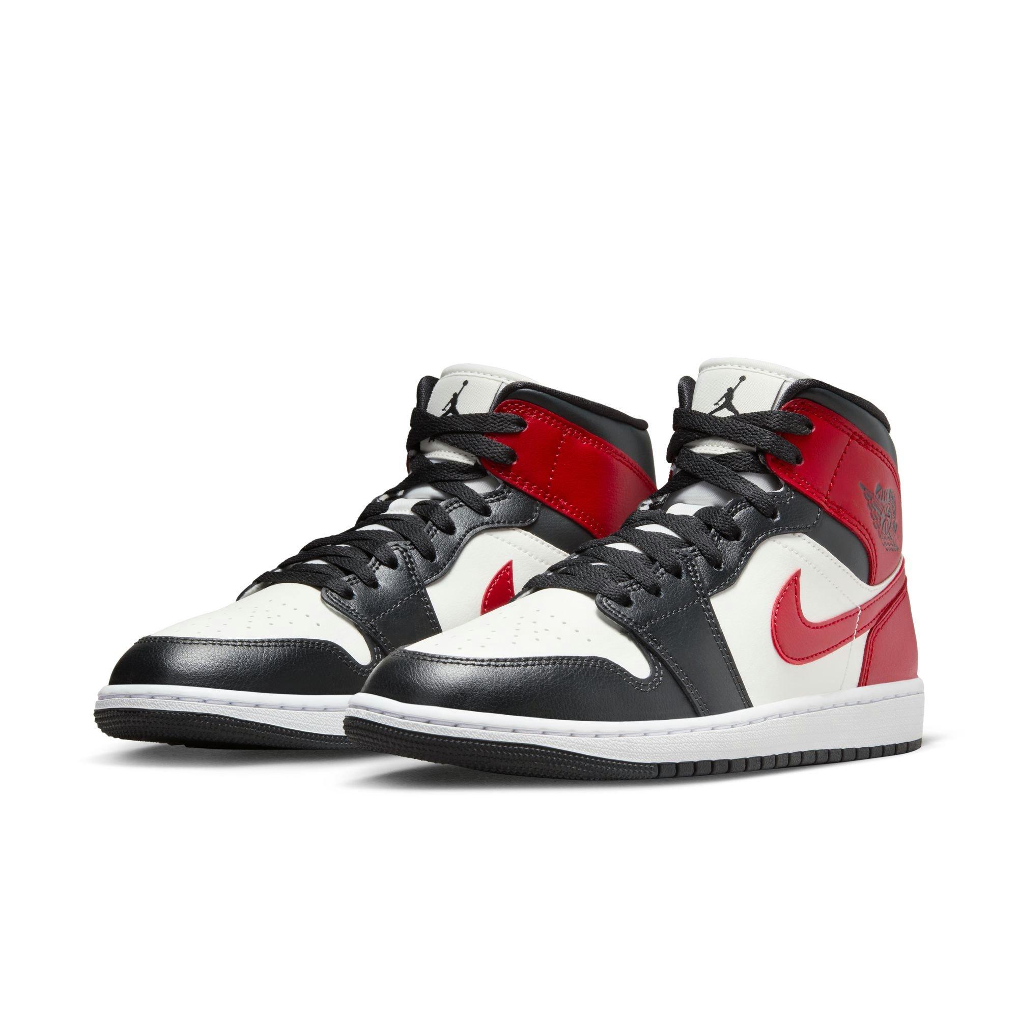Jordan 1 Mid "Sail/Gym Red/Off Noir/White" Women's Shoe - WHITE/RED Thumbnail View 7