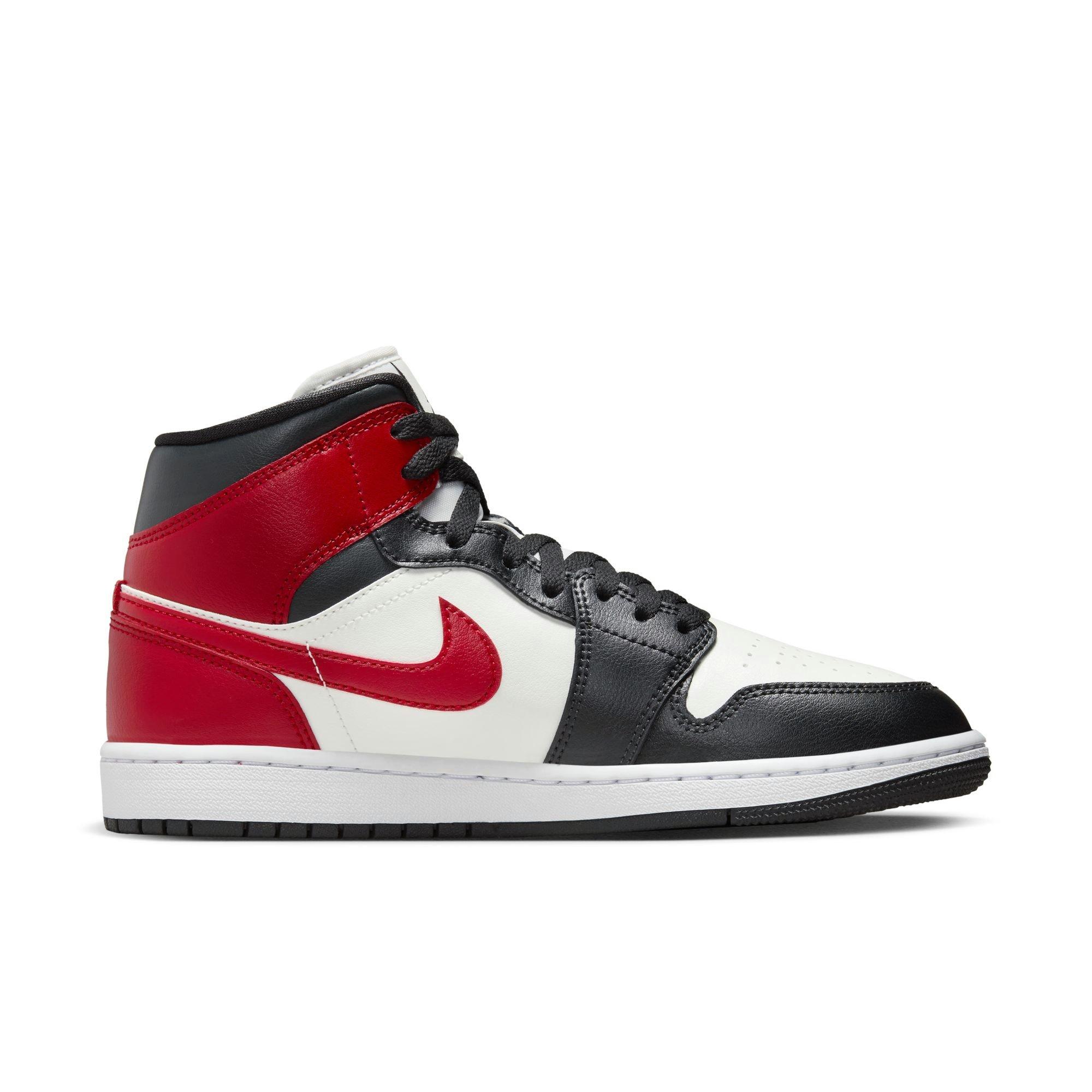 Jordan 1 Mid "Sail/Gym Red/Off Noir/White" Women's Shoe - WHITE/RED Thumbnail View 3