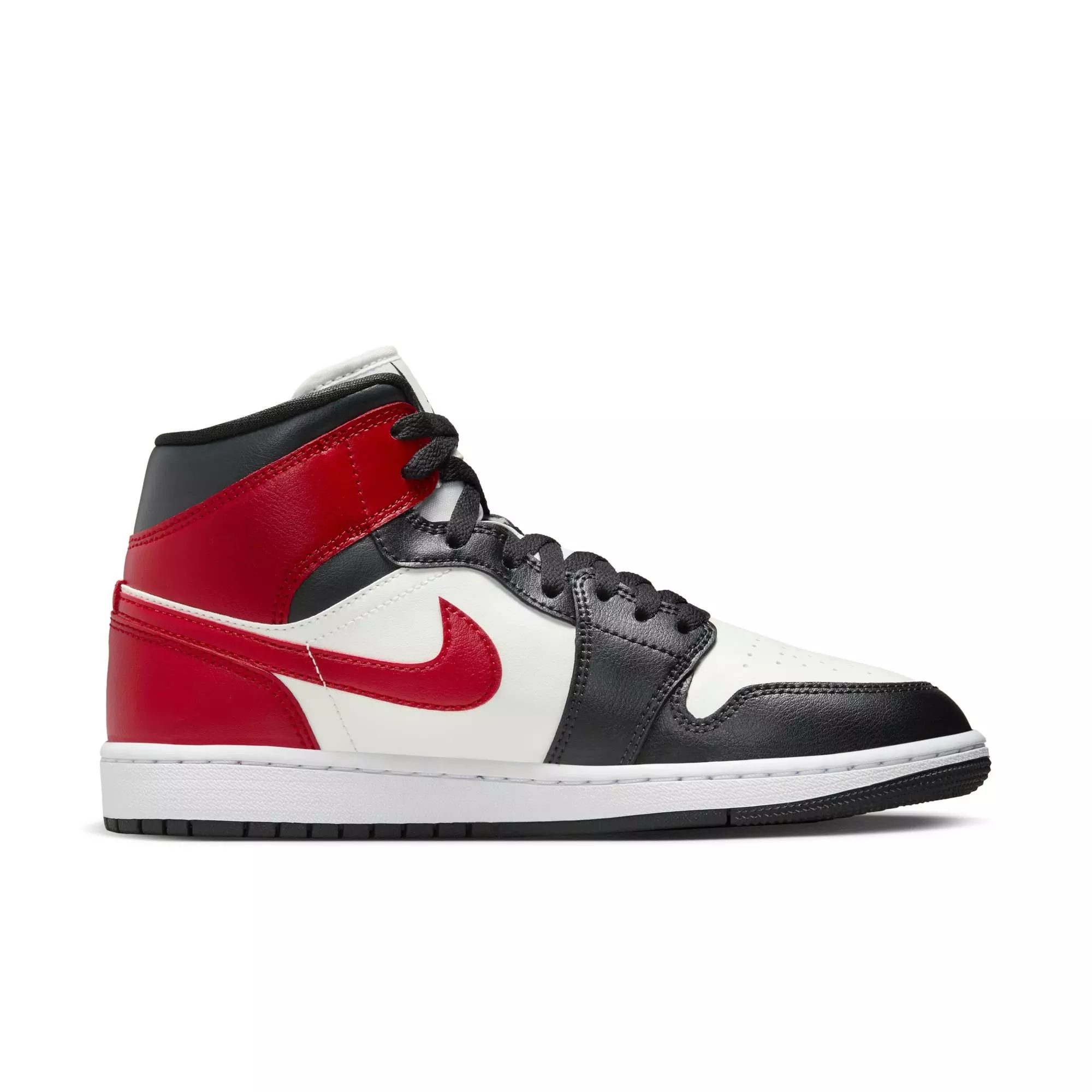 Jordan 1 Mid "Sail/Gym Red/Off Noir/White" Women's Shoe - WHITE/RED