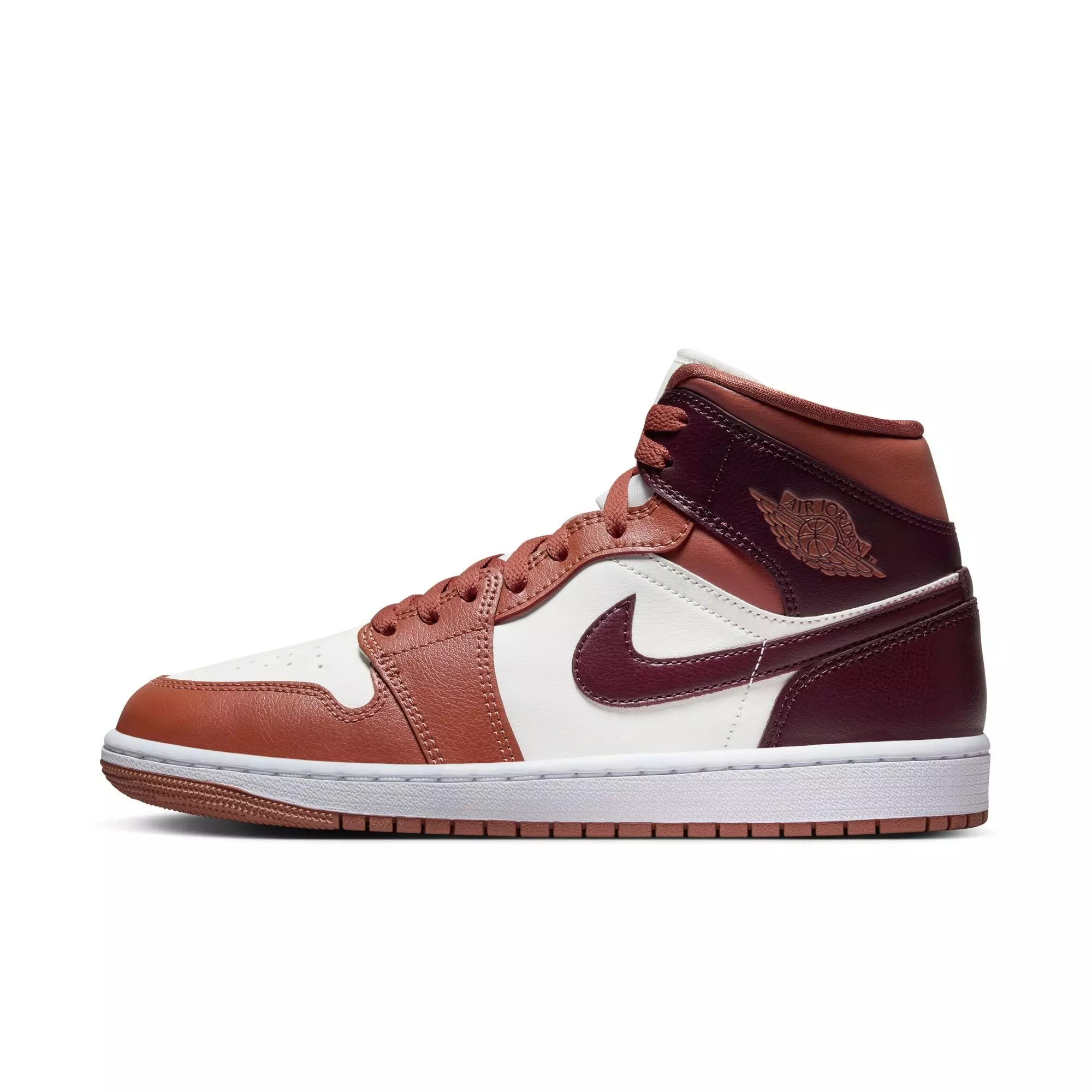 Jordan 1 Mid "Dusty Peach/Night Maroon/Sail/White" Women's Shoe - PEACH