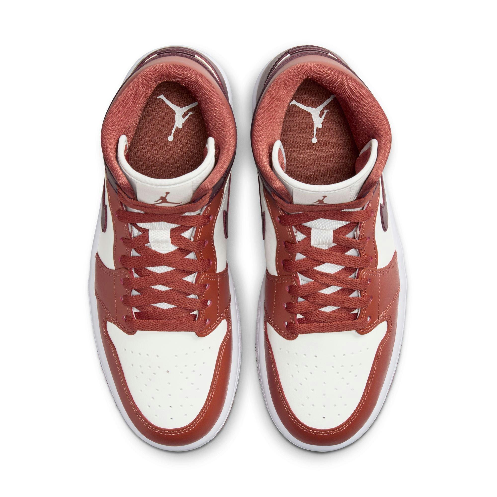 Jordan 1 Mid Women's "Dusty Peach/Night Maroon/Sail/White" Shoe