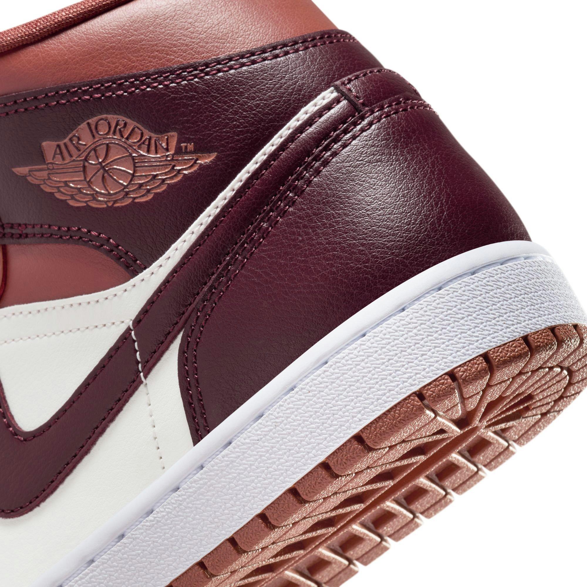 Jordan 1 Mid Women's "Dusty Peach/Night Maroon/Sail/White" Shoe