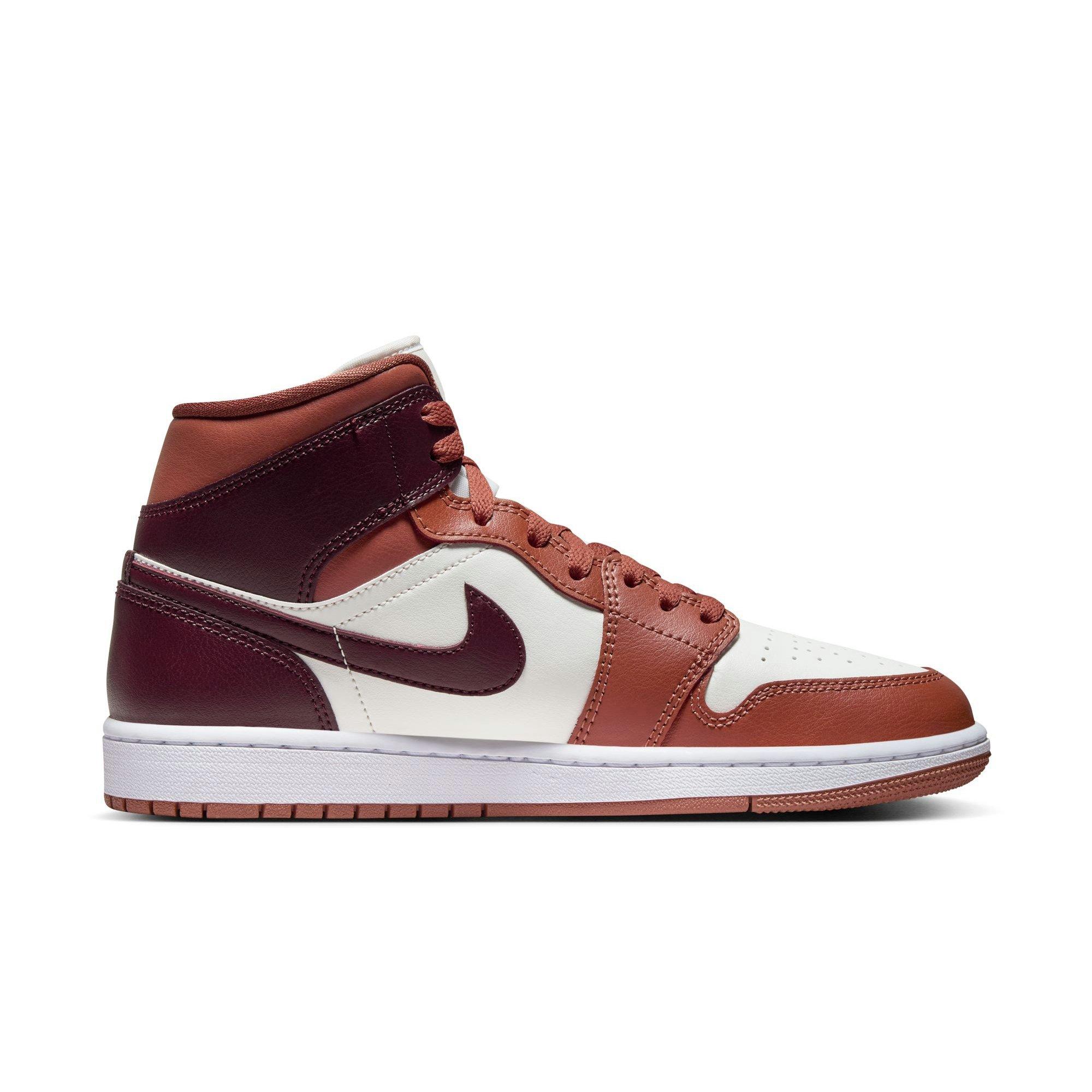 Jordan 1 Mid Women's "Dusty Peach/Night Maroon/Sail/White" Shoe