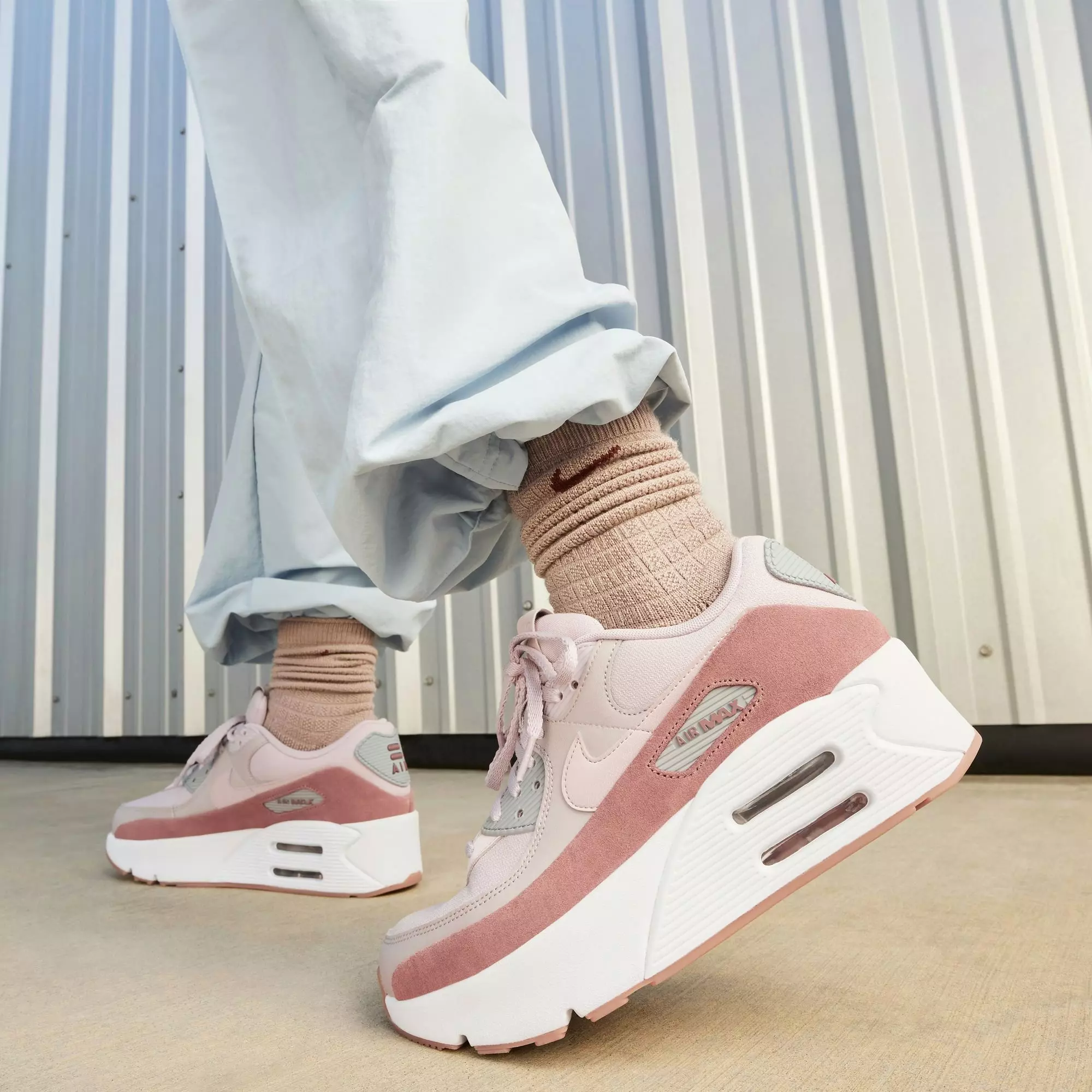 Nike Air Max 90 LV8 "Double-Stacked Iron Ore" Women's Shoe - IRON ORE/PLATINUM VIOLET/PUMICE