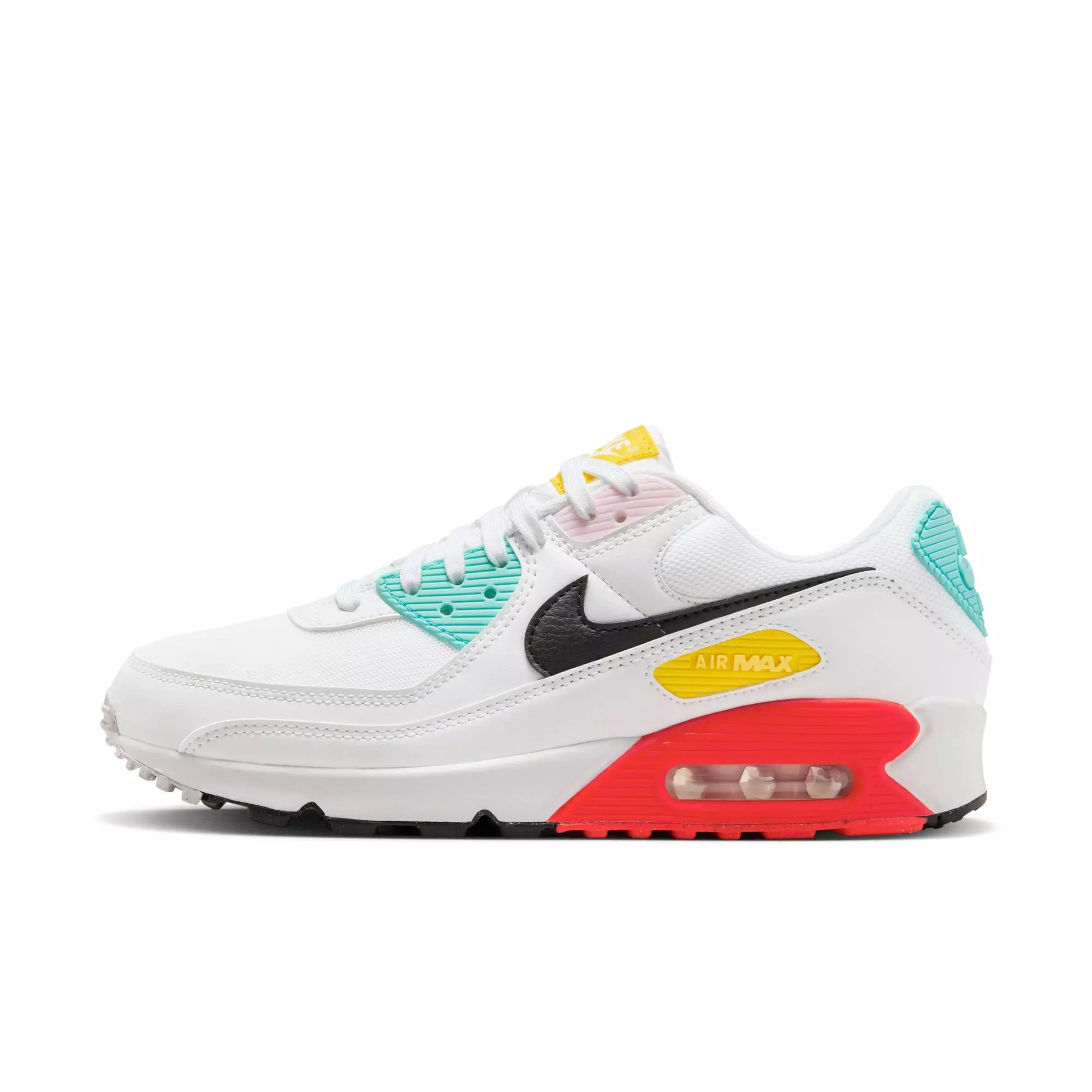 Nike Air Max 90 "White/Black/Pink Foam/Bright Crimson" Women's Shoe - WHITE/MULTI
