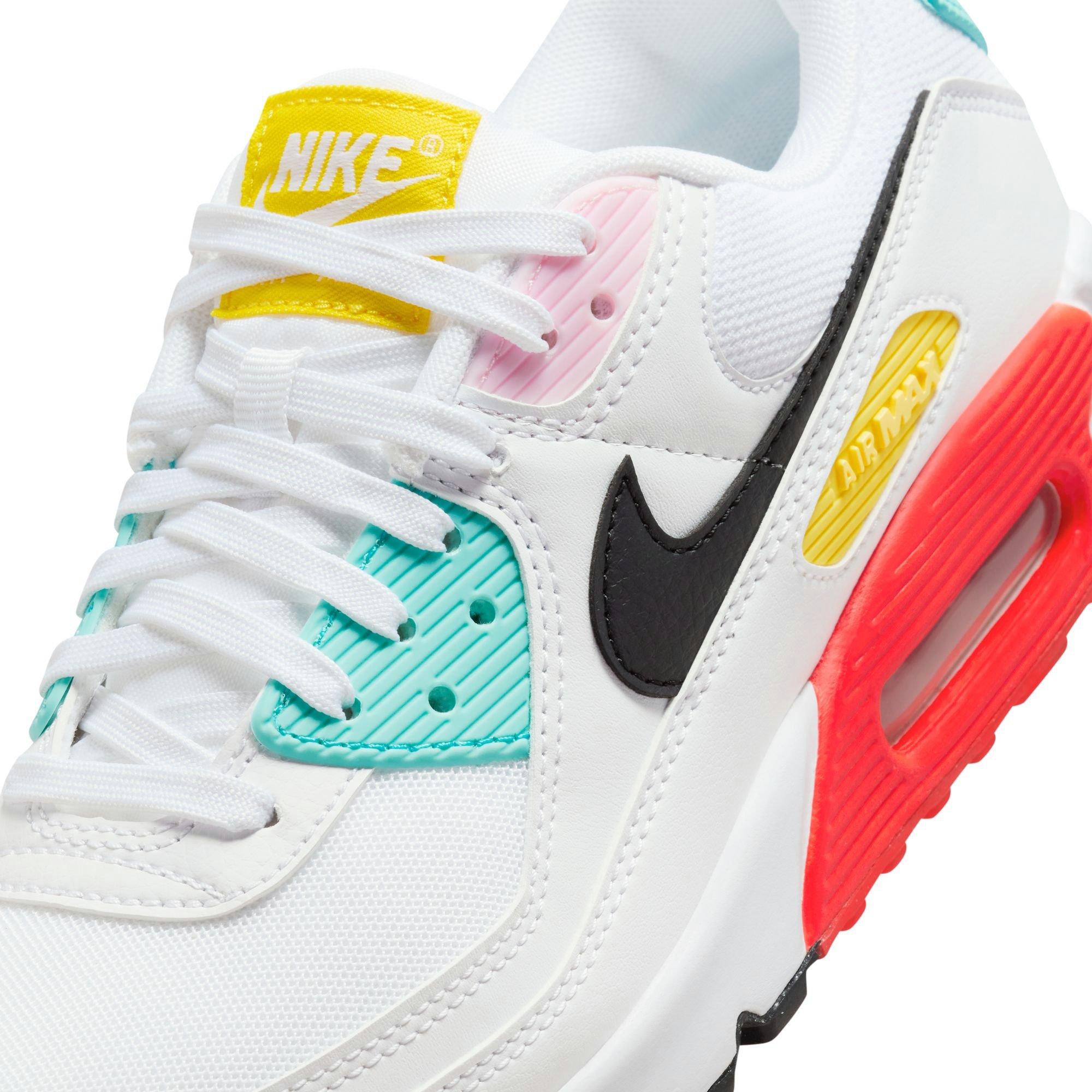 Nike Air Max 90 "White/Black/Pink Foam/Bright Crimson" Women's Shoe - WHITE/MULTI Thumbnail View 9