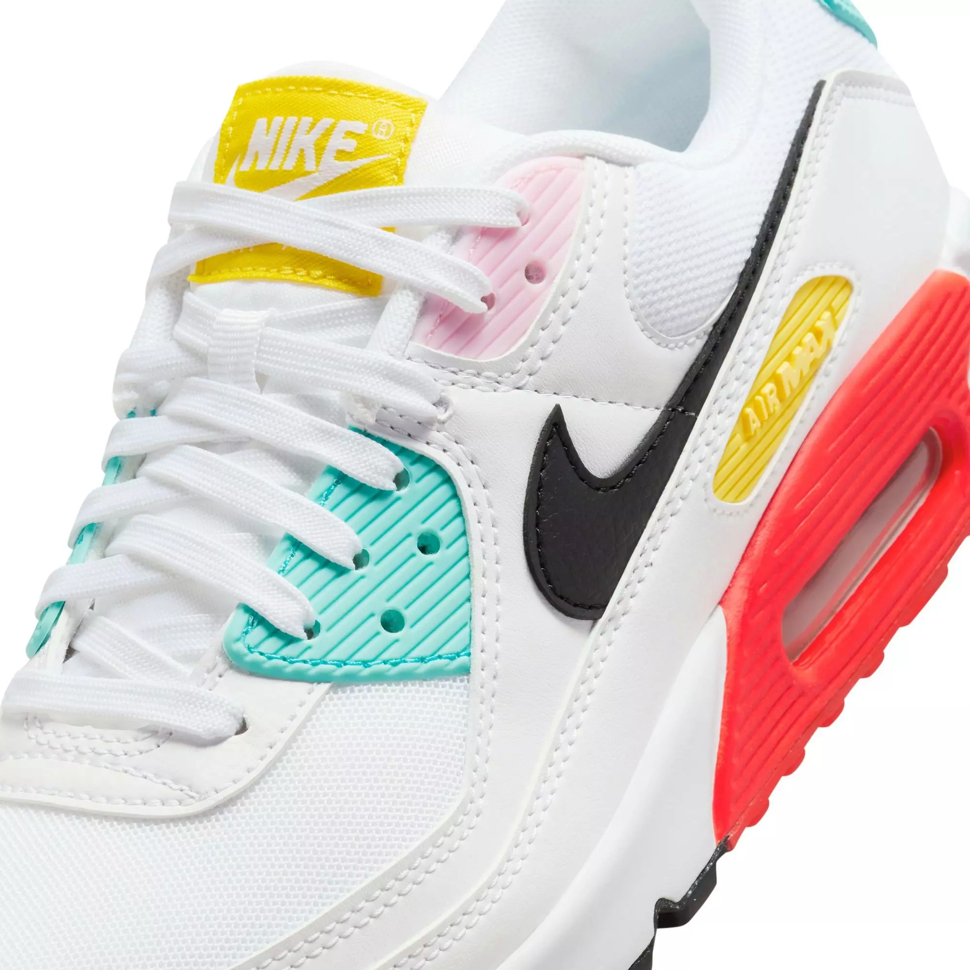 Nike Air Max 90 "White/Black/Pink Foam/Bright Crimson" Women's Shoe - WHITE/MULTI