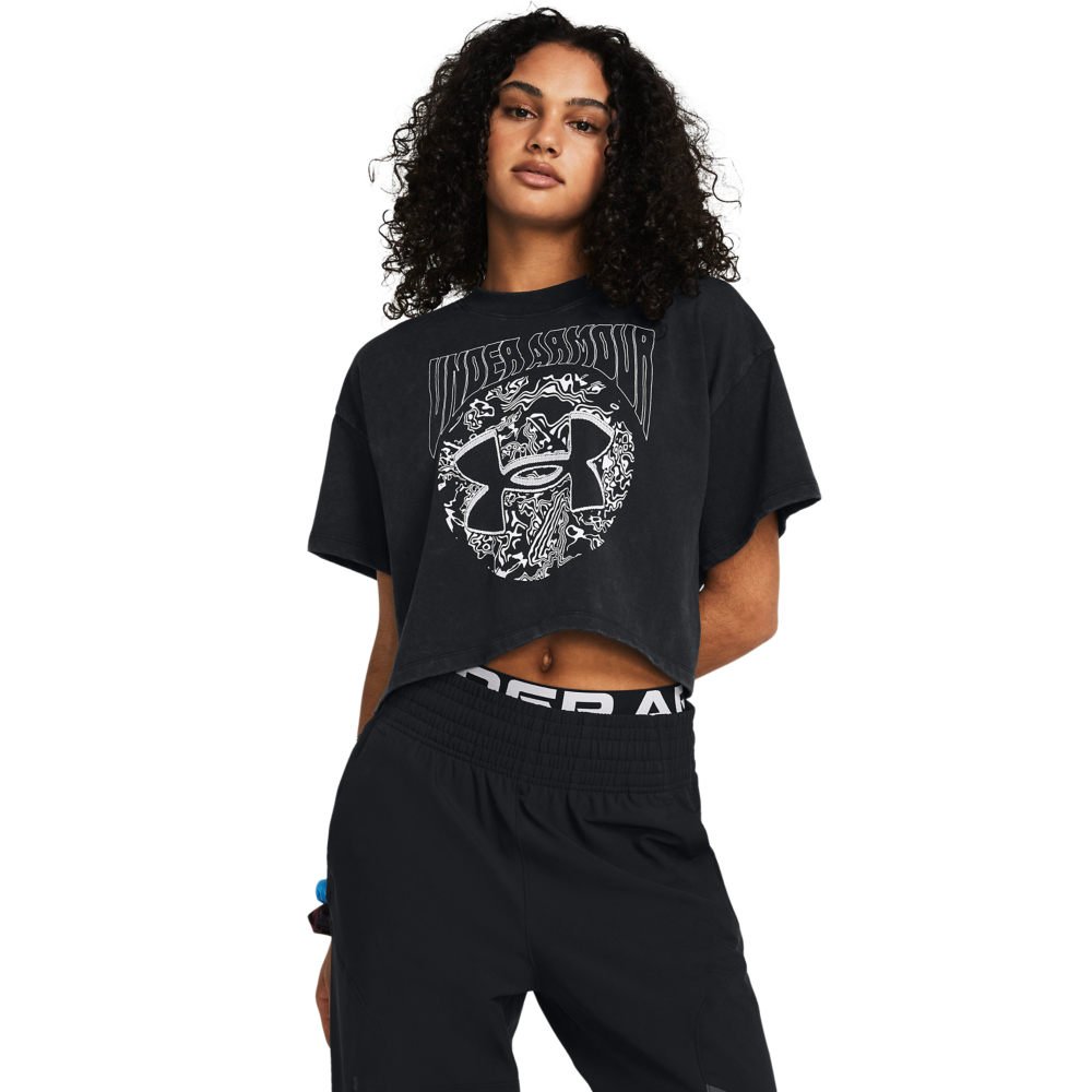 Under Armour Women's Heavyweight Dusk to Dawn Crop Tee - BLACK Thumbnail View 1