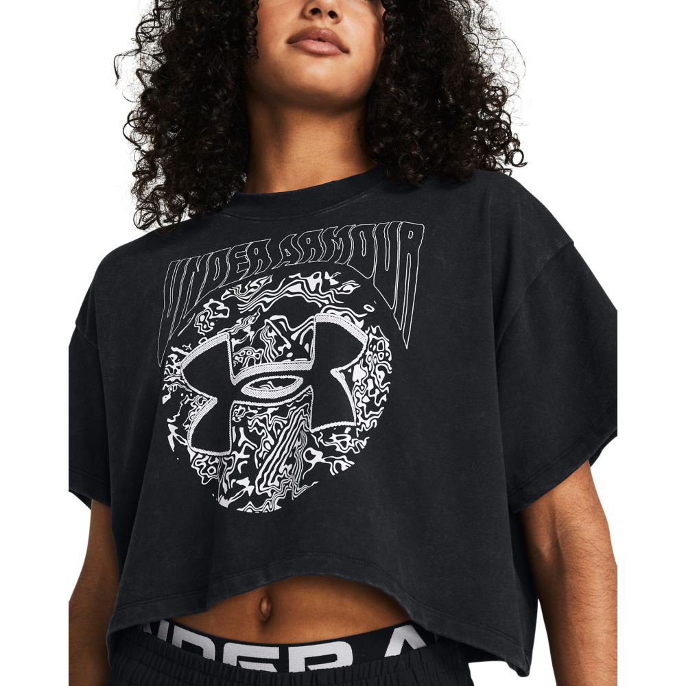 Under Armour Women's Heavyweight Dusk to Dawn Crop Tee - BLACK Thumbnail View 3