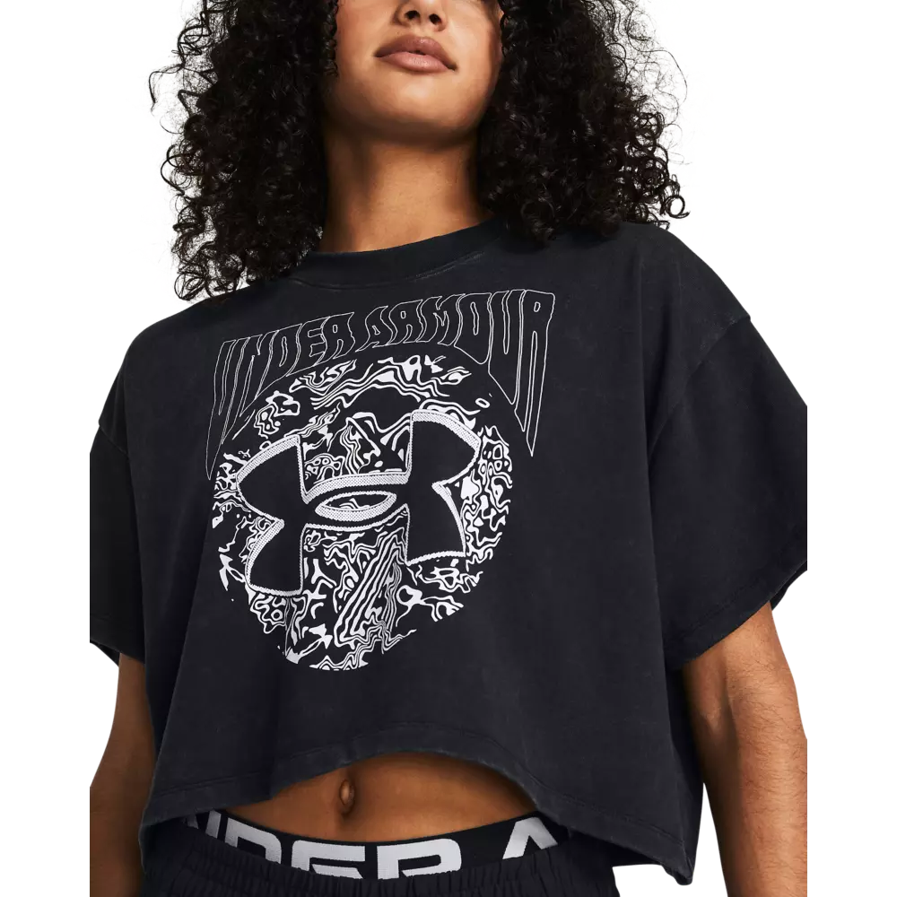 Under Armour Women's Heavyweight Dusk to Dawn Crop Tee - BLACK