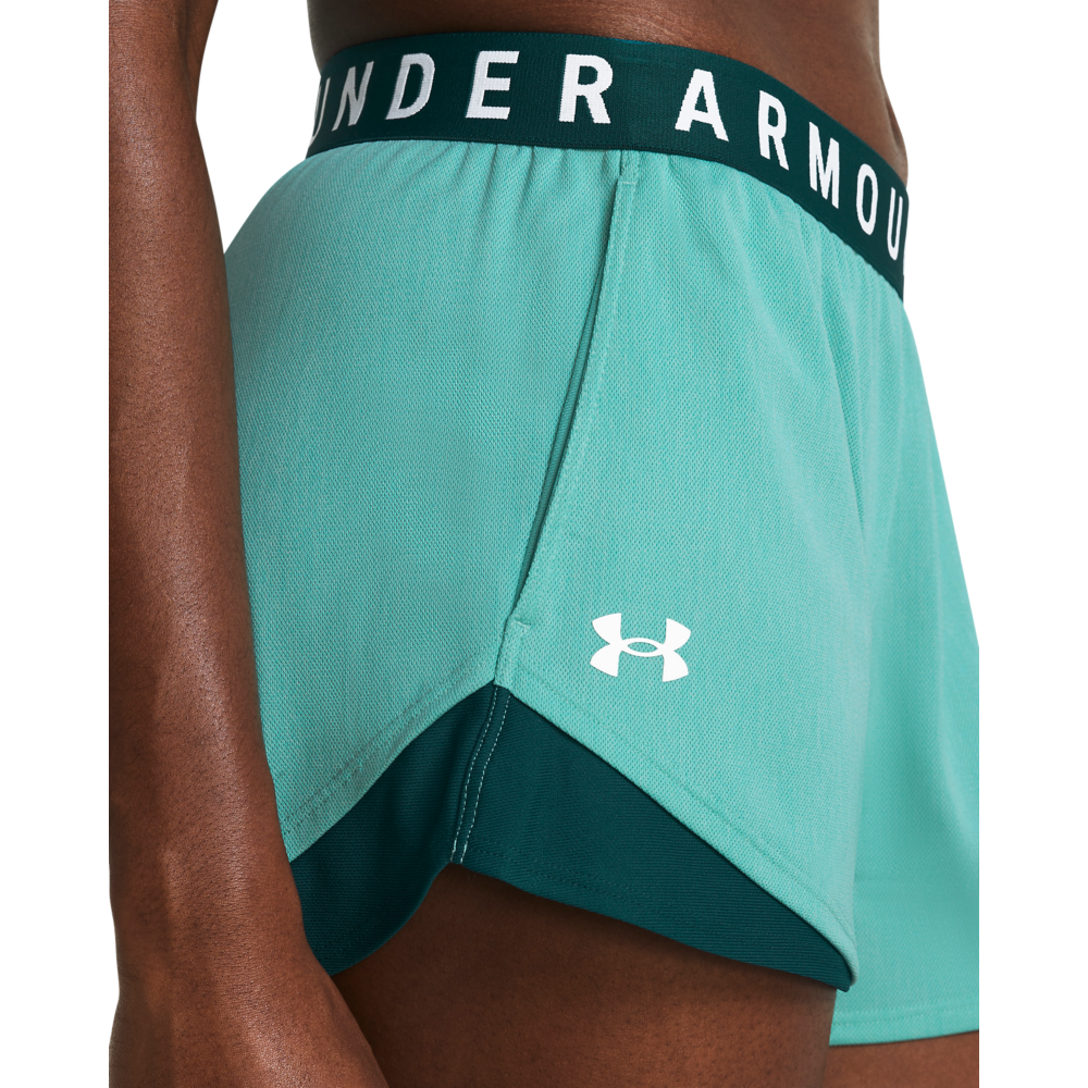 Under Armour Women's Play Up 3.0 Twist Shorts - TURQUOISE Thumbnail View 3