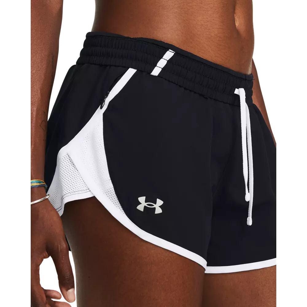 Under Armour Women's Fly-By Shorts-Black/White - BLACK/WHITE