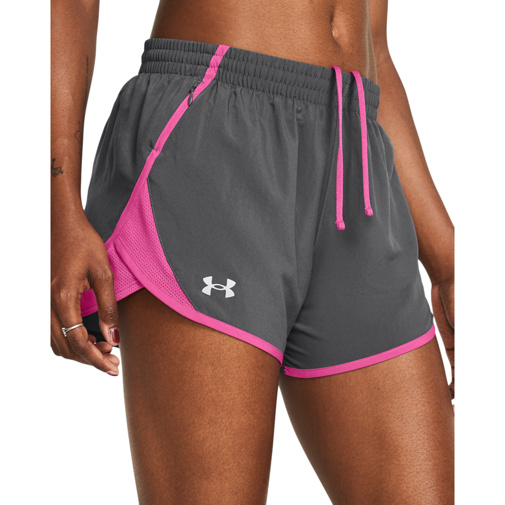 Under Armour Women's Fly-By 3" Shorts - GREY/PINK Thumbnail View 3