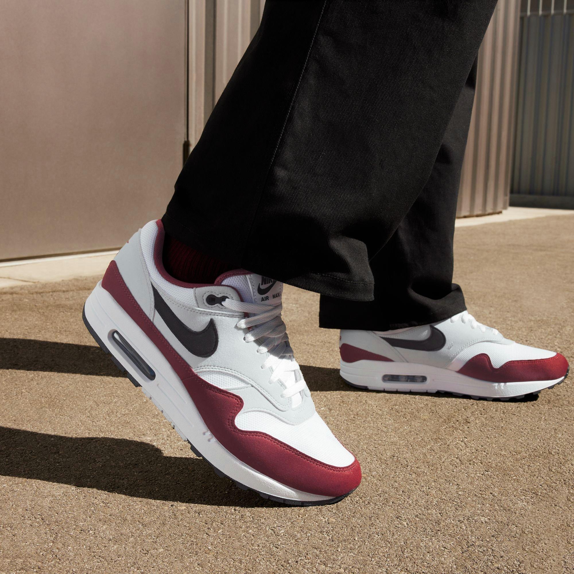 Nike Air Max 1 "White/Black/Dark Team Red/Pure Platinum" Men's Shoe - WHITE/RED Thumbnail View 11
