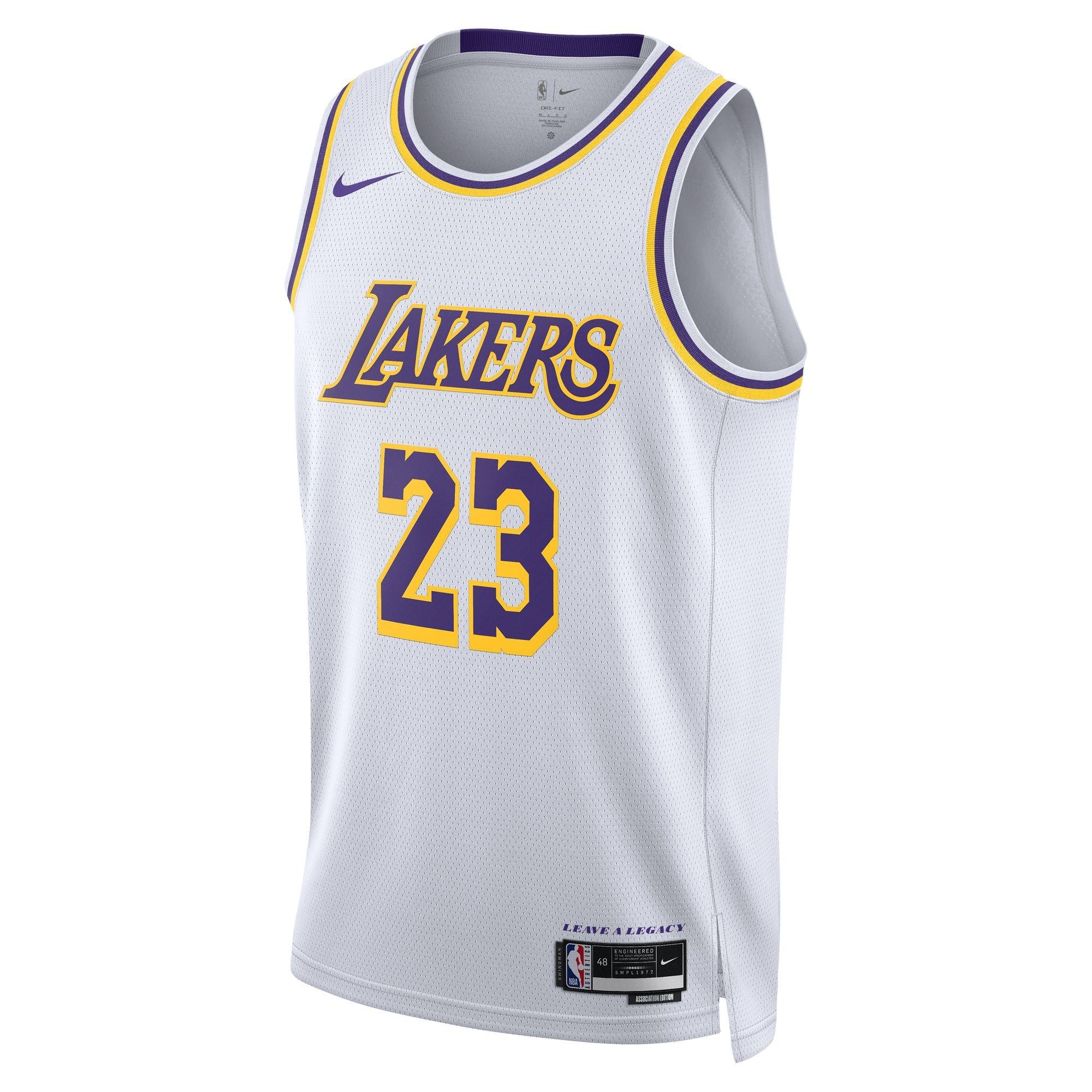 Nike Men's Los Angeles Lakers Lebron James Association Edition Dri-FIT NBA Swingman Jersey - WHITE Thumbnail View 1