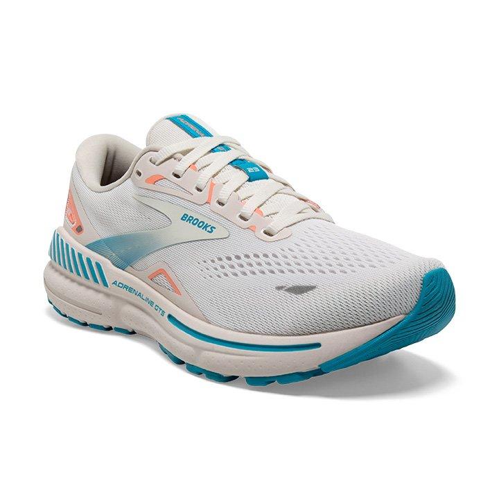 Brooks Adrenaline GTS 23 "Coconut/Papaya" Women's Running Shoe - WHITE Thumbnail View 3