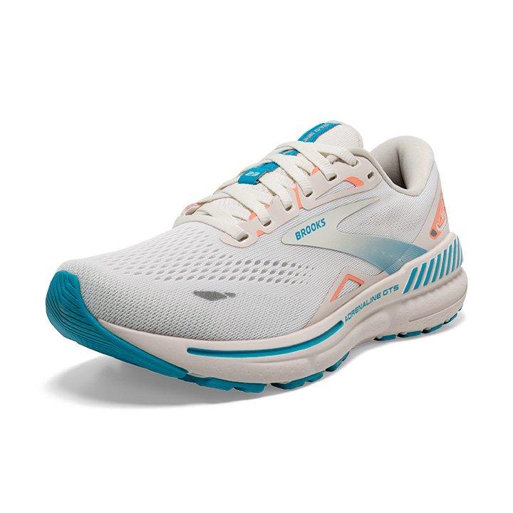 Brooks Adrenaline GTS 23 "Coconut/Papaya" Women's Running Shoe - WHITE Thumbnail View 7