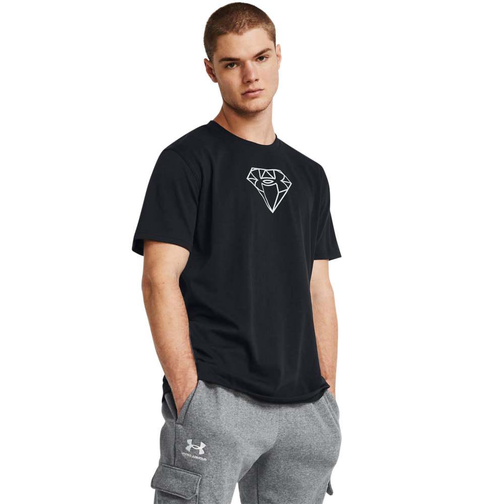 Under Armour Men's HW Diamond Tee - BLACK/WHITE Thumbnail View 1