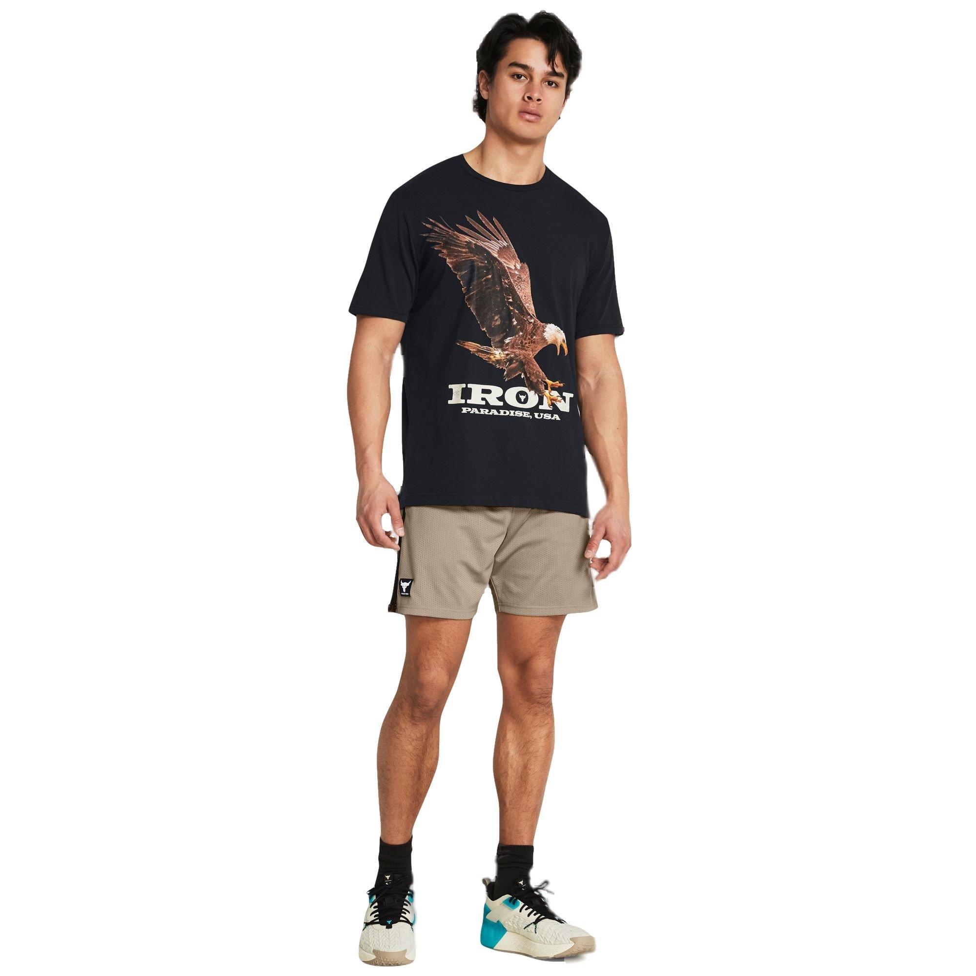 Under Armour Men's Project Rock Payoff Mesh Shorts - Taupe - TAN/BLACK Thumbnail View 4