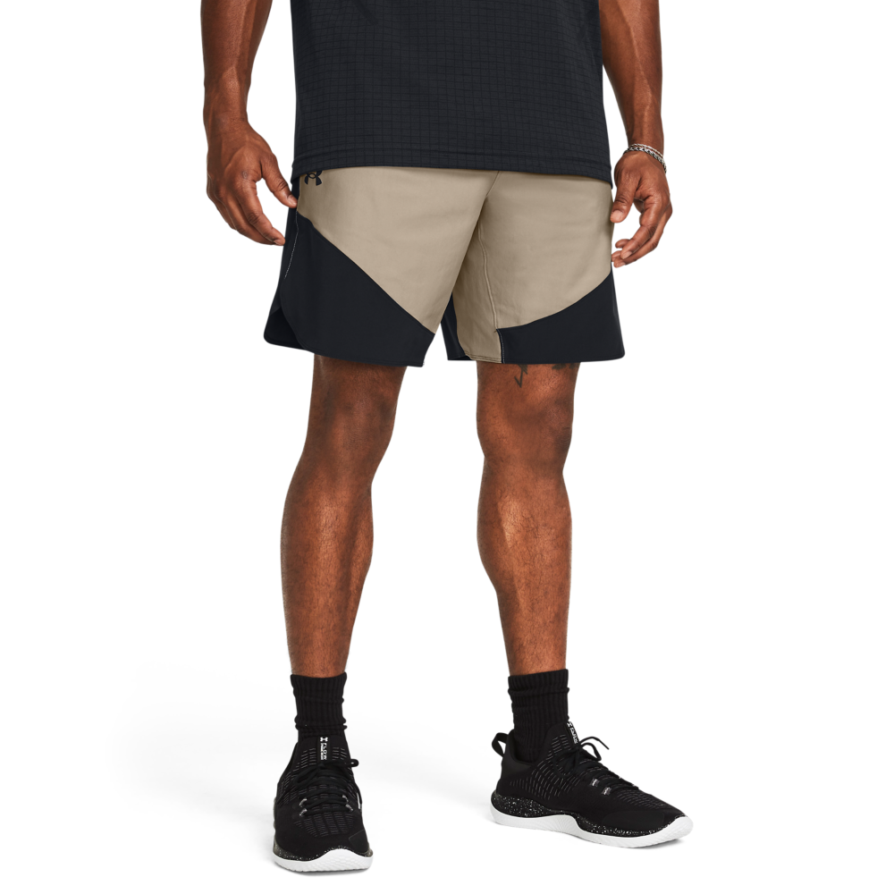 Under Armour Men's Peak Woven Hybrid Shorts - KHAKI/BLACK Thumbnail View 1