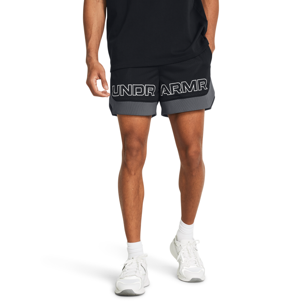 Under Armour Men's Essential Mesh Elevated Shorts - BLACK/WHITE Thumbnail View 1