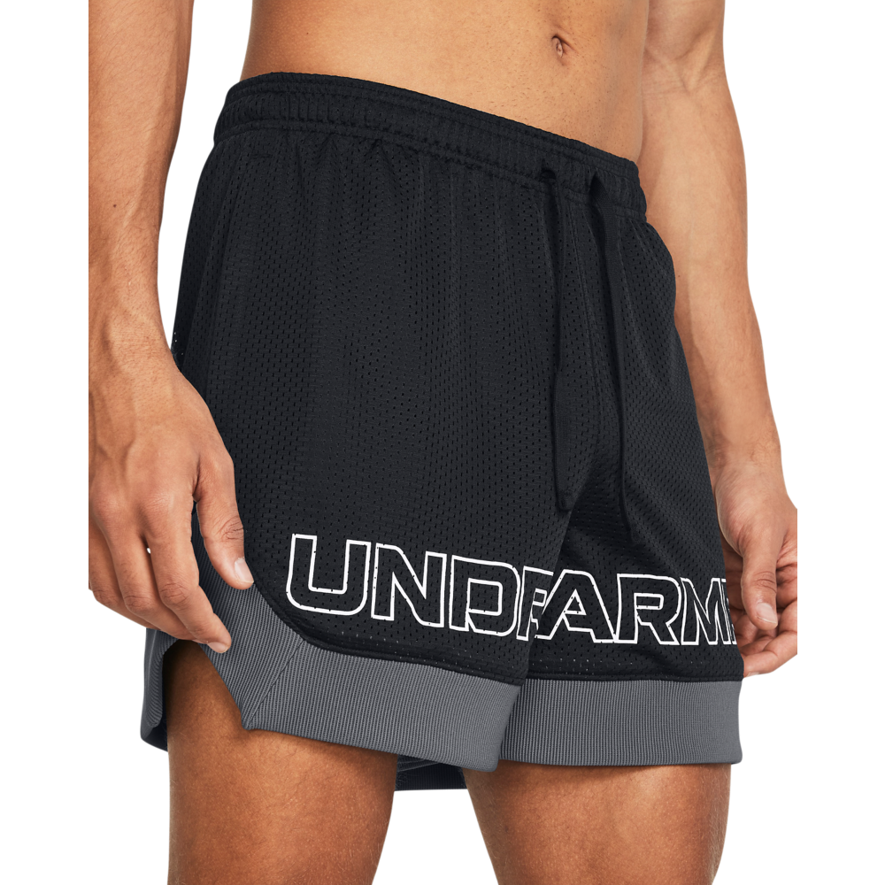 Under Armour Men's Essential Mesh Elevated Shorts - BLACK/WHITE Thumbnail View 3