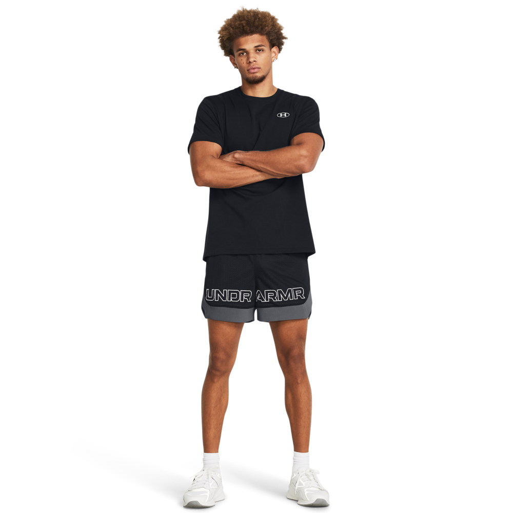 Under Armour Men's Essential Mesh Elevated Shorts - BLACK/WHITE Thumbnail View 4