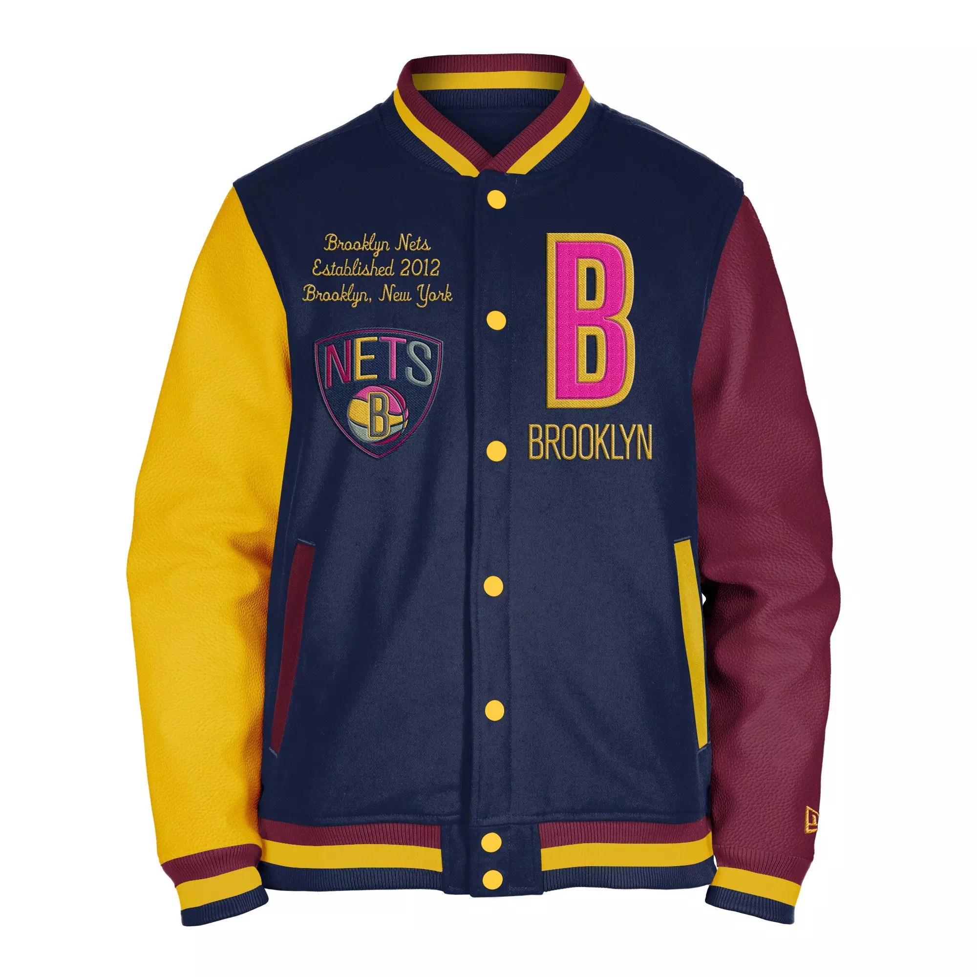 New Era Men's Brooklyn Nets '23 Varsity Jacket - MULTI-COLOR