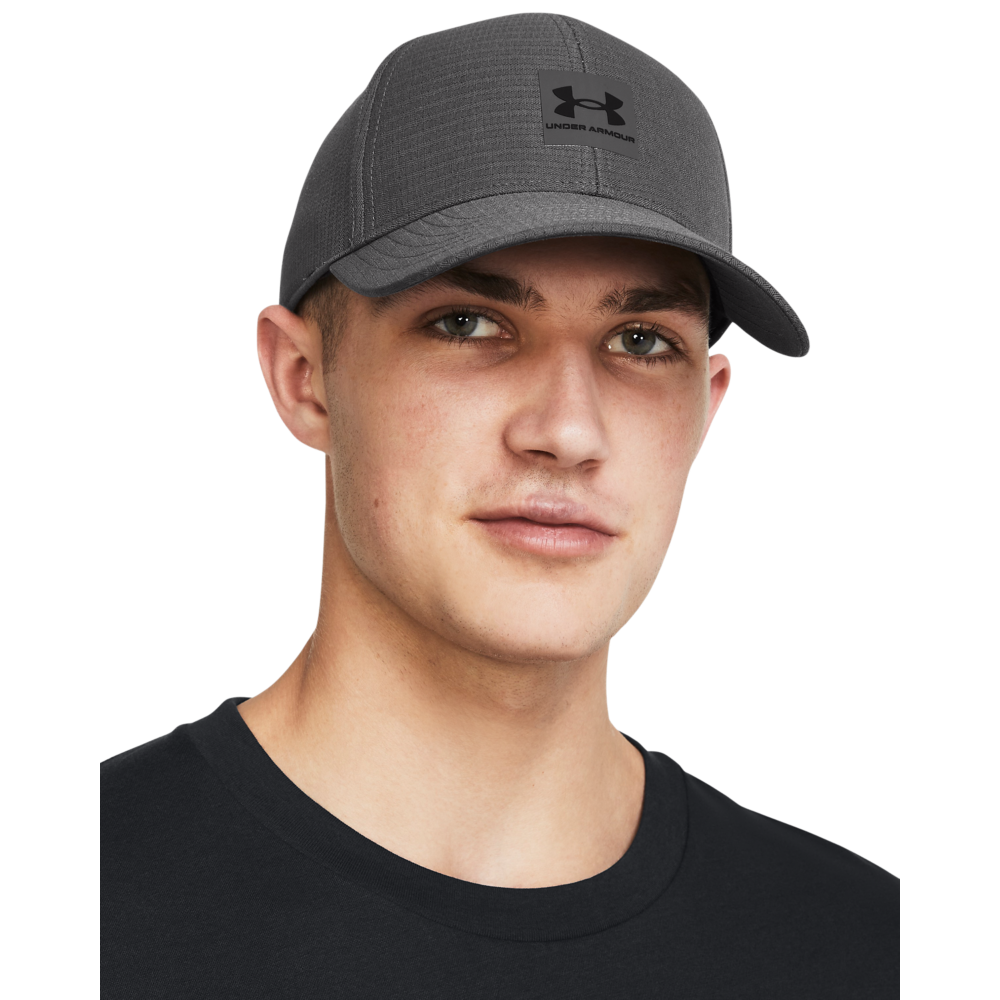 Under Armour Men's ArmourVent Stretch Fit Hat - GREY Thumbnail View 3