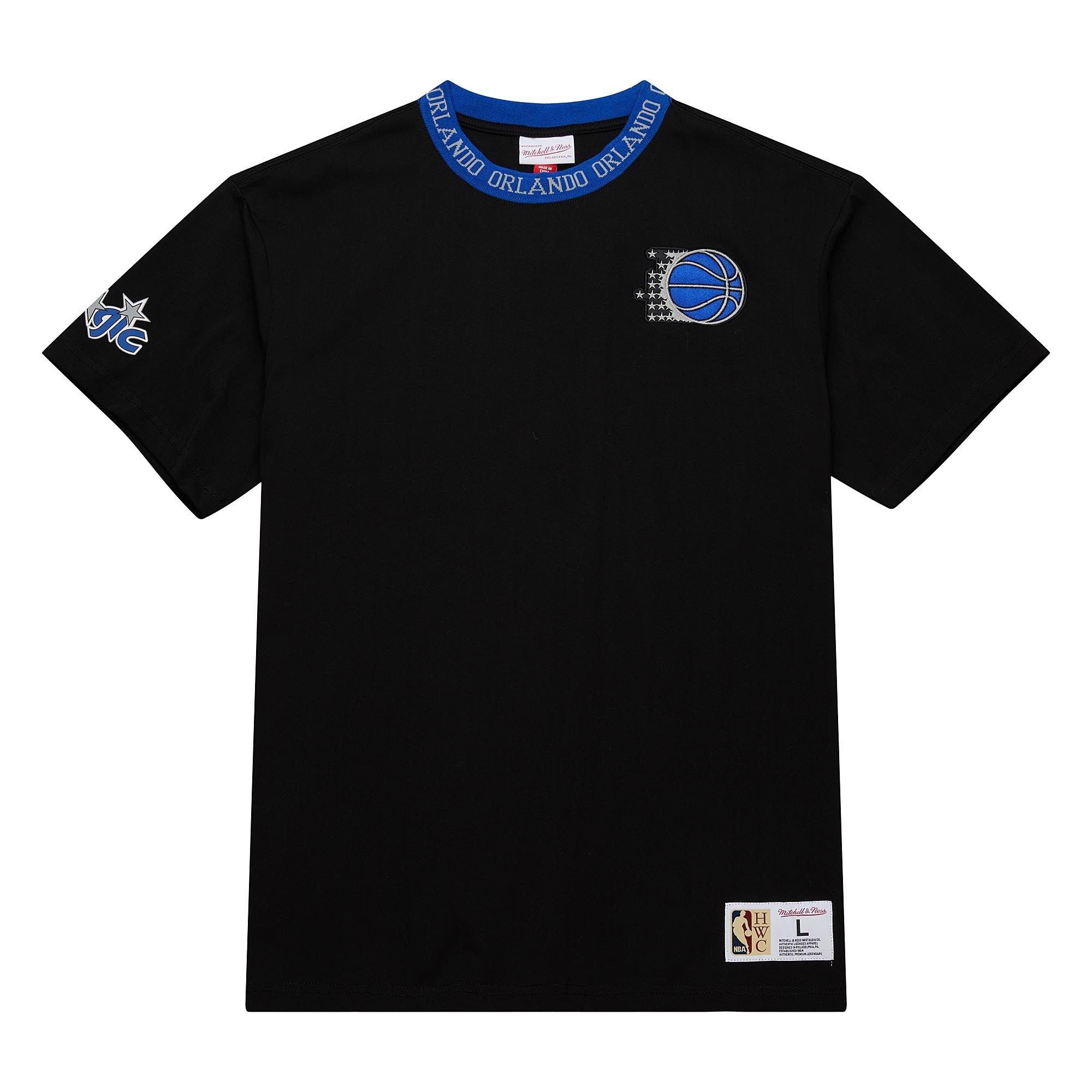 Mitchell & Ness Men's Jacquard Ringer Short Sleeve Vintage Orlando Magic T-Shirt - Black - BLACK