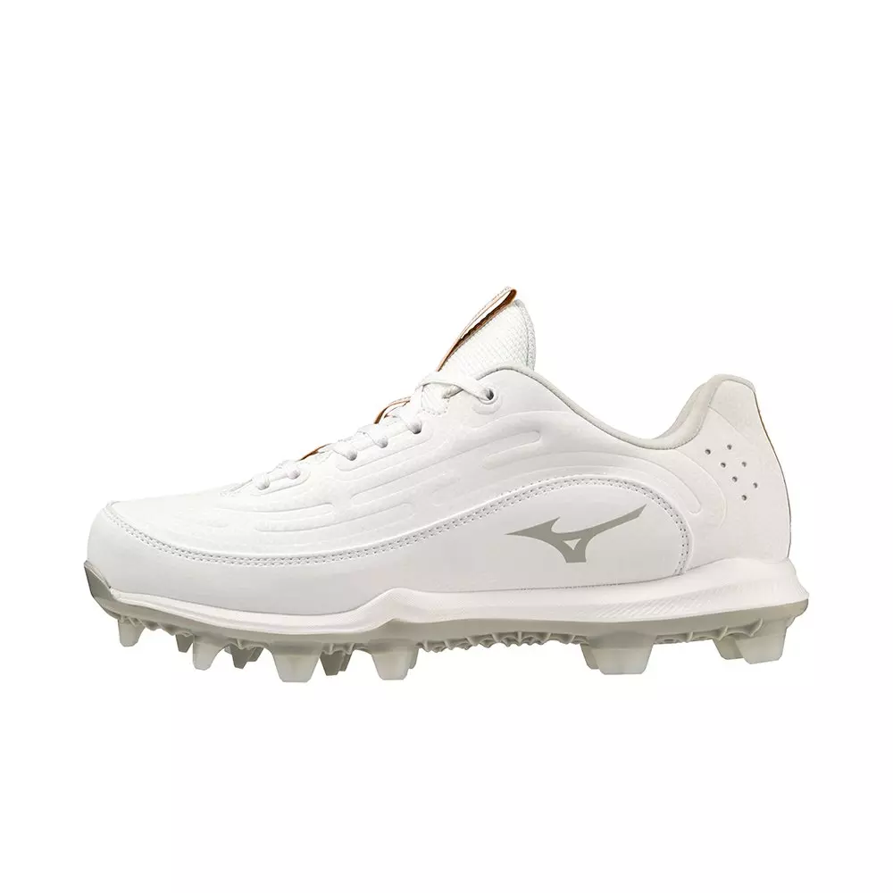 Mizuno Finch Elite 6 TPU "White/Gold" Women's Softball Cleat - WHITE