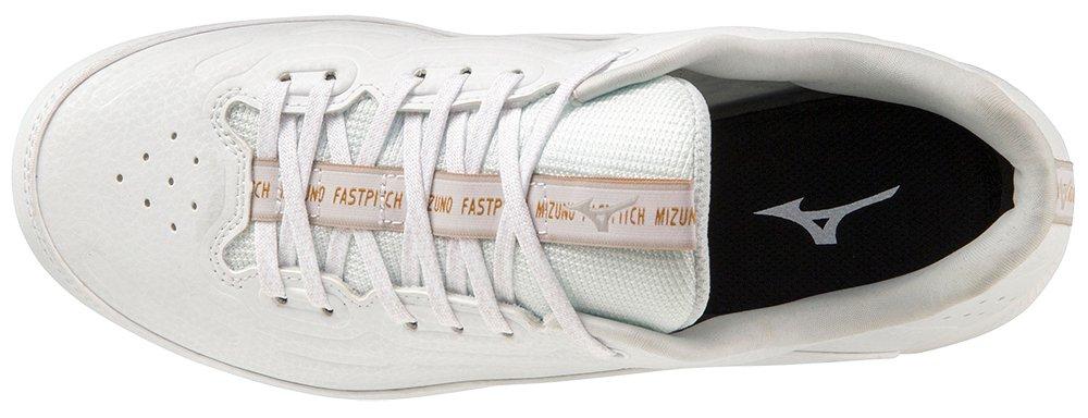 Mizuno Finch Elite 6 TPU "White/Gold" Women's Softball Cleat - WHITE Thumbnail View 4