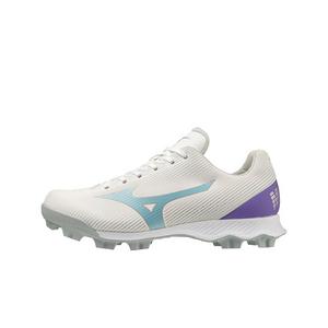 Mizuno Wave Finch LightRevo "White/Blue" Grade School Girls' Softball Cleat