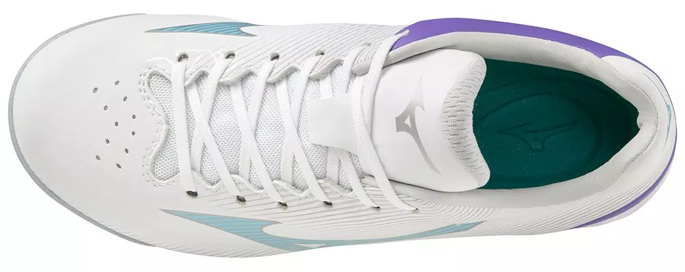 Mizuno Wave Finch LightRevo "White/Blue" Grade School Girls' Softball Cleat - WHITE/BLUE