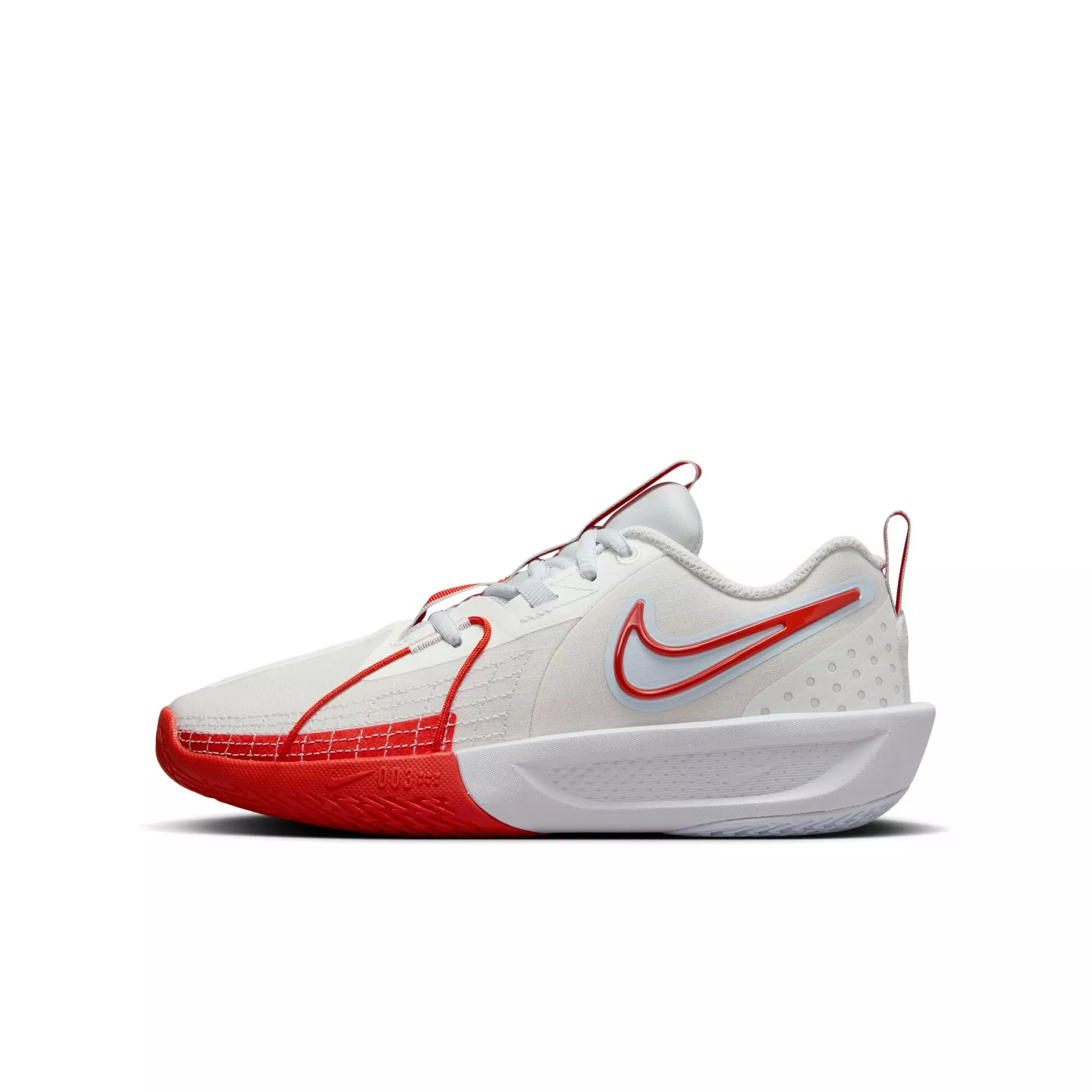 Nike G.T. Cut 3 "Summit White/Picante Red" Grade School Kids' Basketball Shoe - SUMMIT WHITE/PICANTE RED/FOOTBALL GREY