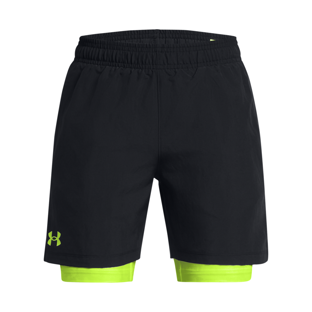Under Armour Big Boys' Tech Woven 2-in-1 Shorts - BLACK/YELLOW Thumbnail View 1