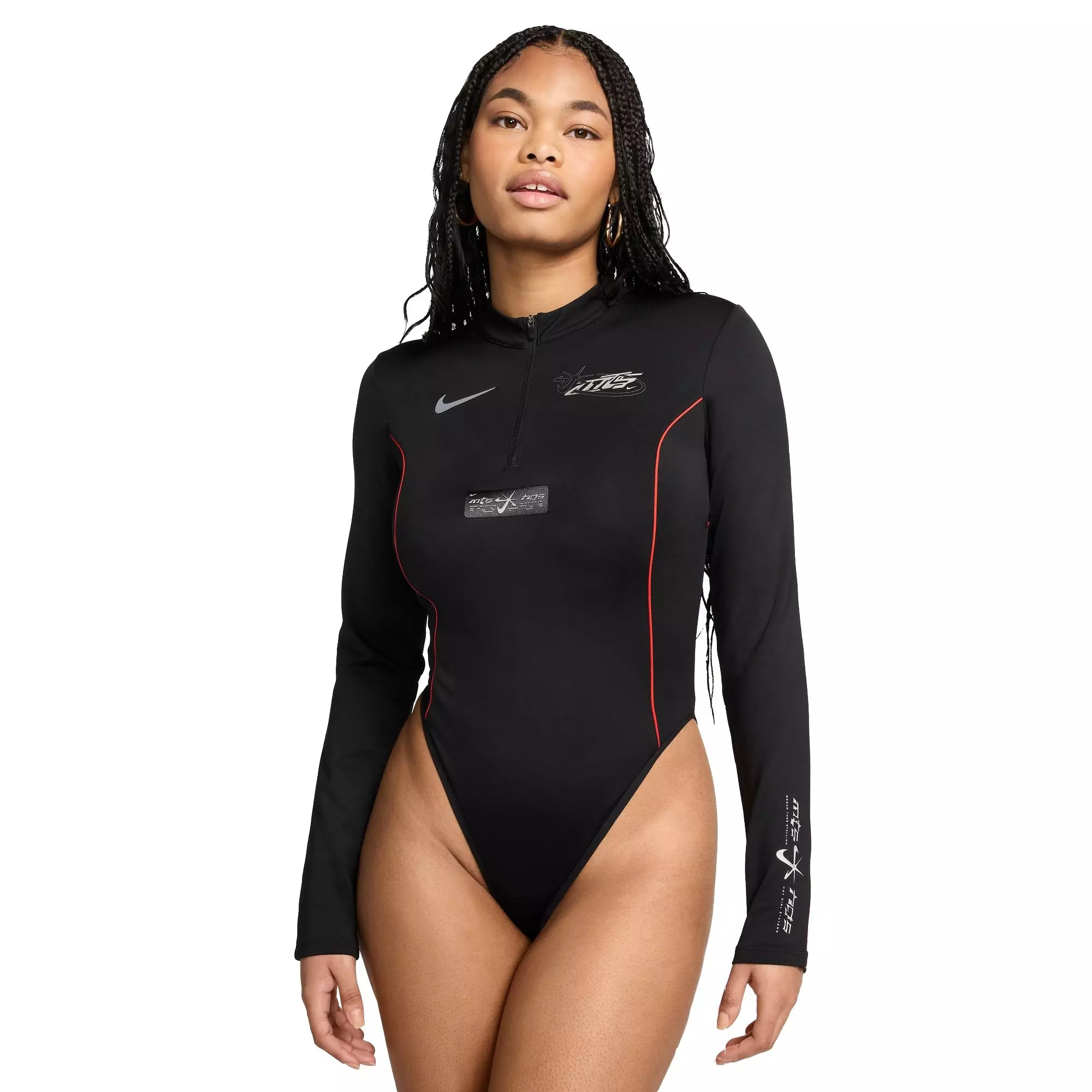 SABRINA QUARTER ZIP BODYSUIT (BLACK)