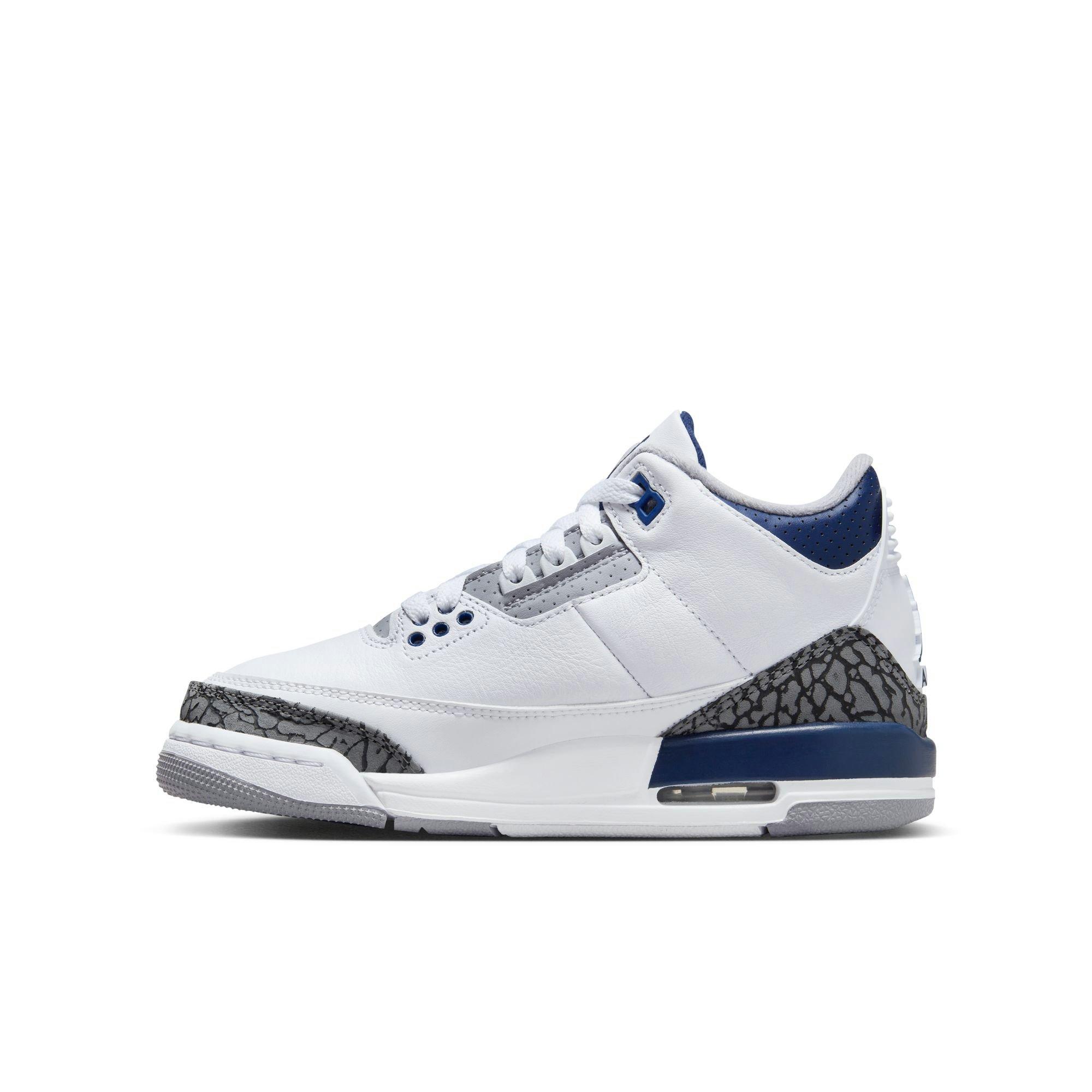 Jordan 3 Retro "Midnight Navy" Grade School Kids' Shoe - WHITE/MIDNIGHT NAVY/CEMENT GREY Thumbnail View 7