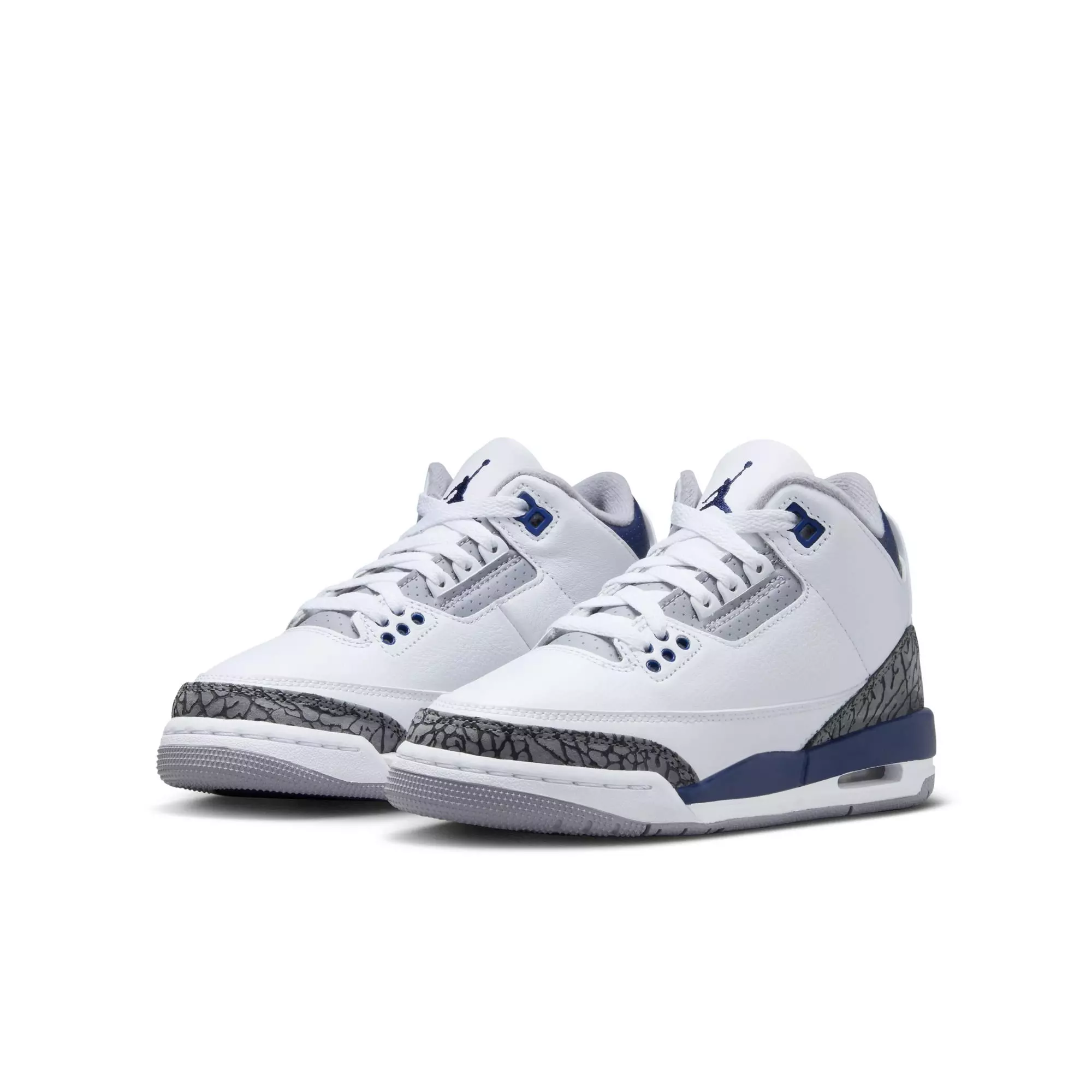 Jordan 3 Retro "Midnight Navy" Grade School Kids' Shoe - WHITE/MIDNIGHT NAVY/CEMENT GREY
