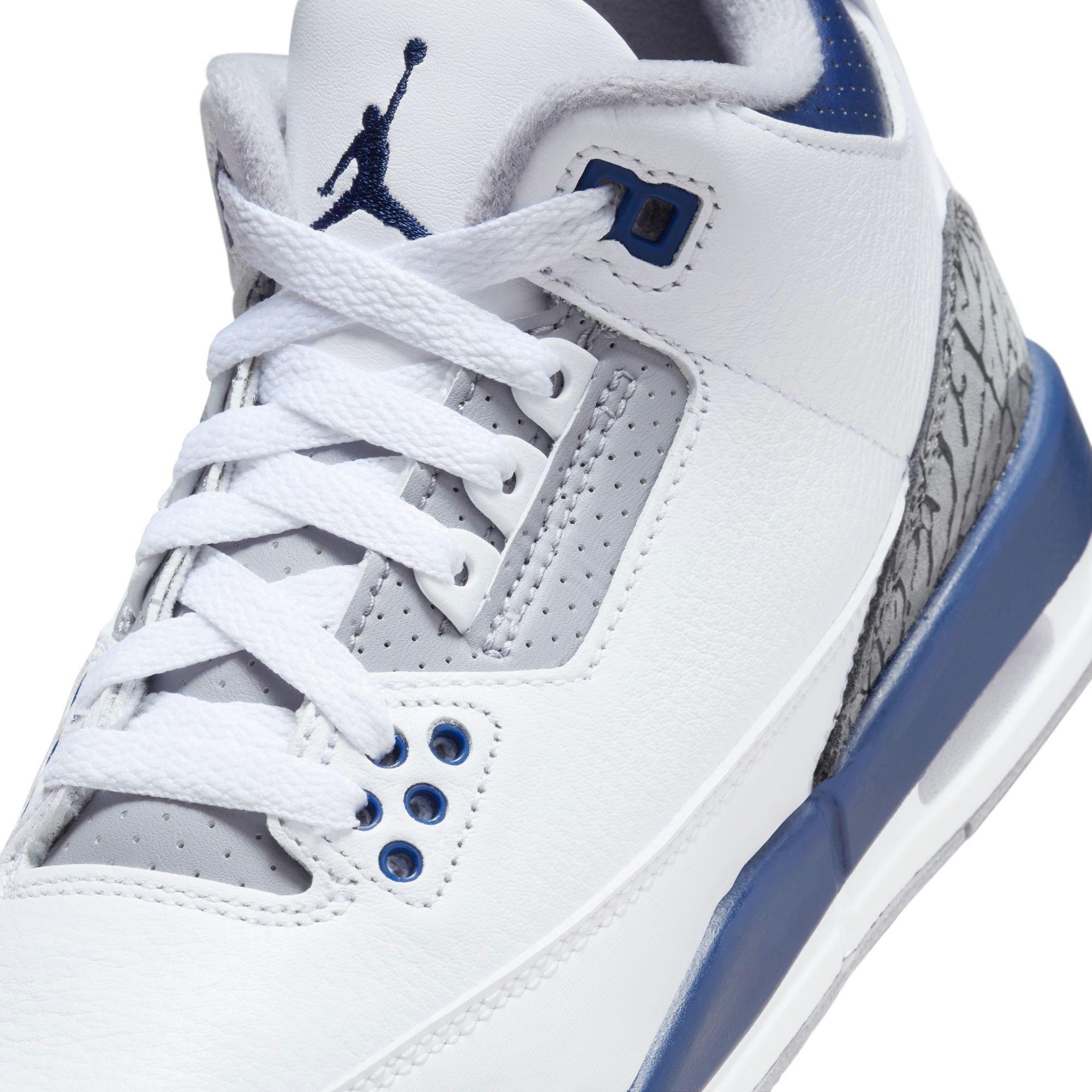 Jordan 3 Retro "Midnight Navy" Grade School Kids' Shoe - WHITE/MIDNIGHT NAVY/CEMENT GREY Thumbnail View 4