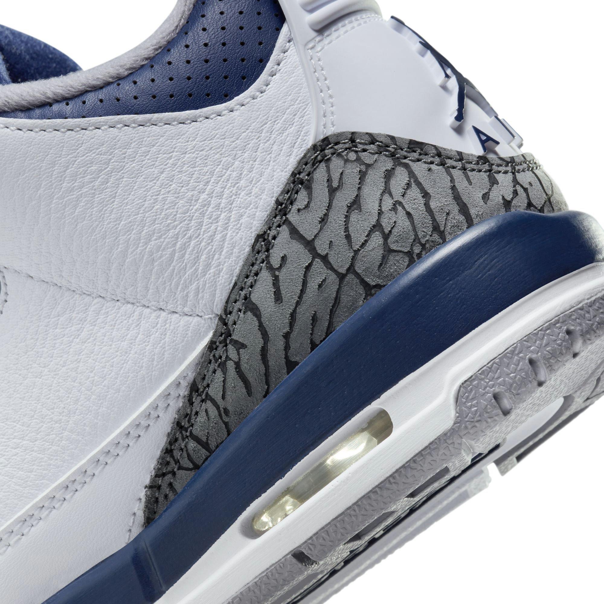 Jordan 3 Retro "Midnight Navy" Grade School Kids' Shoe - WHITE/MIDNIGHT NAVY/CEMENT GREY Thumbnail View 5