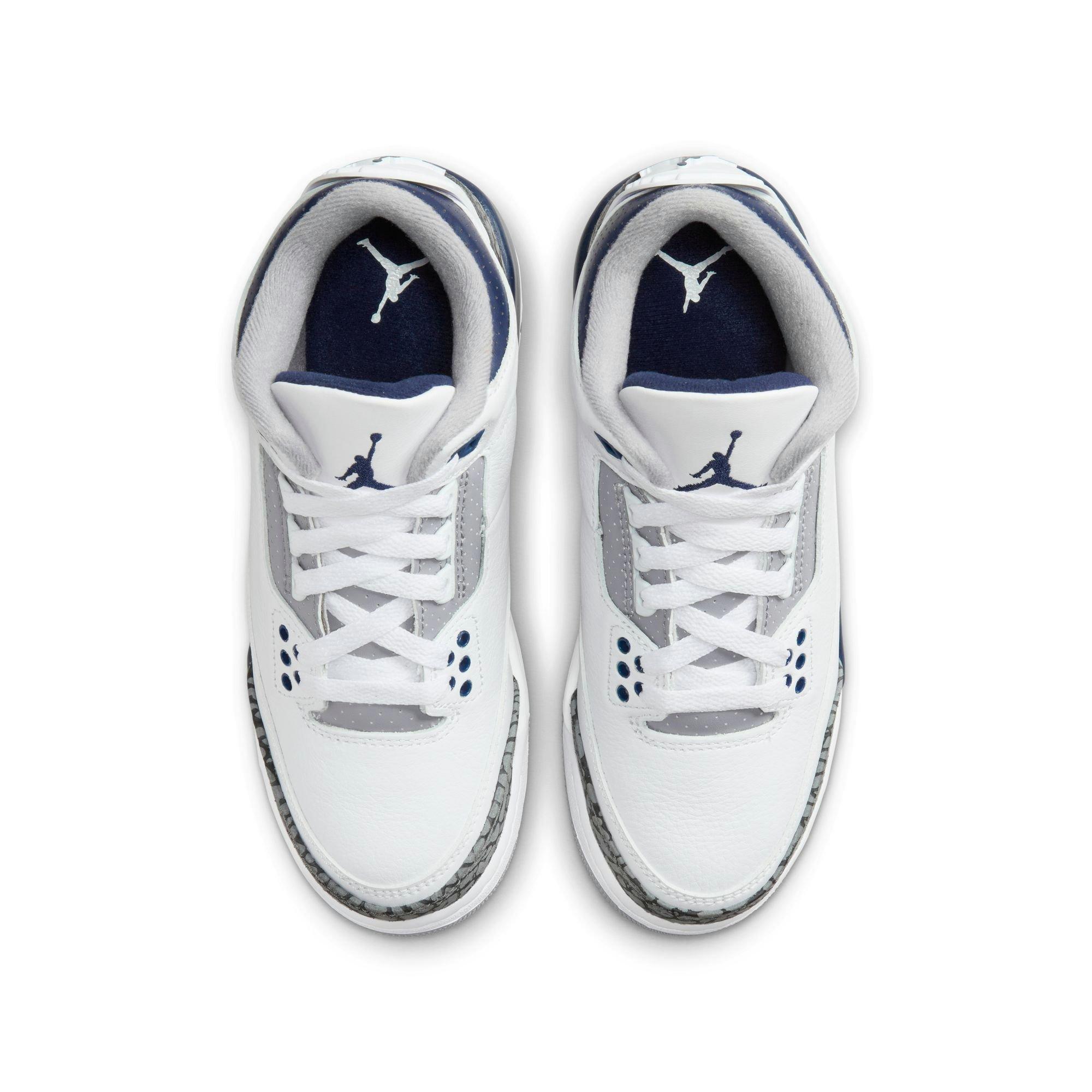 Jordan 3 Retro "Midnight Navy" Grade School Kids' Shoe - WHITE/MIDNIGHT NAVY/CEMENT GREY Thumbnail View 9