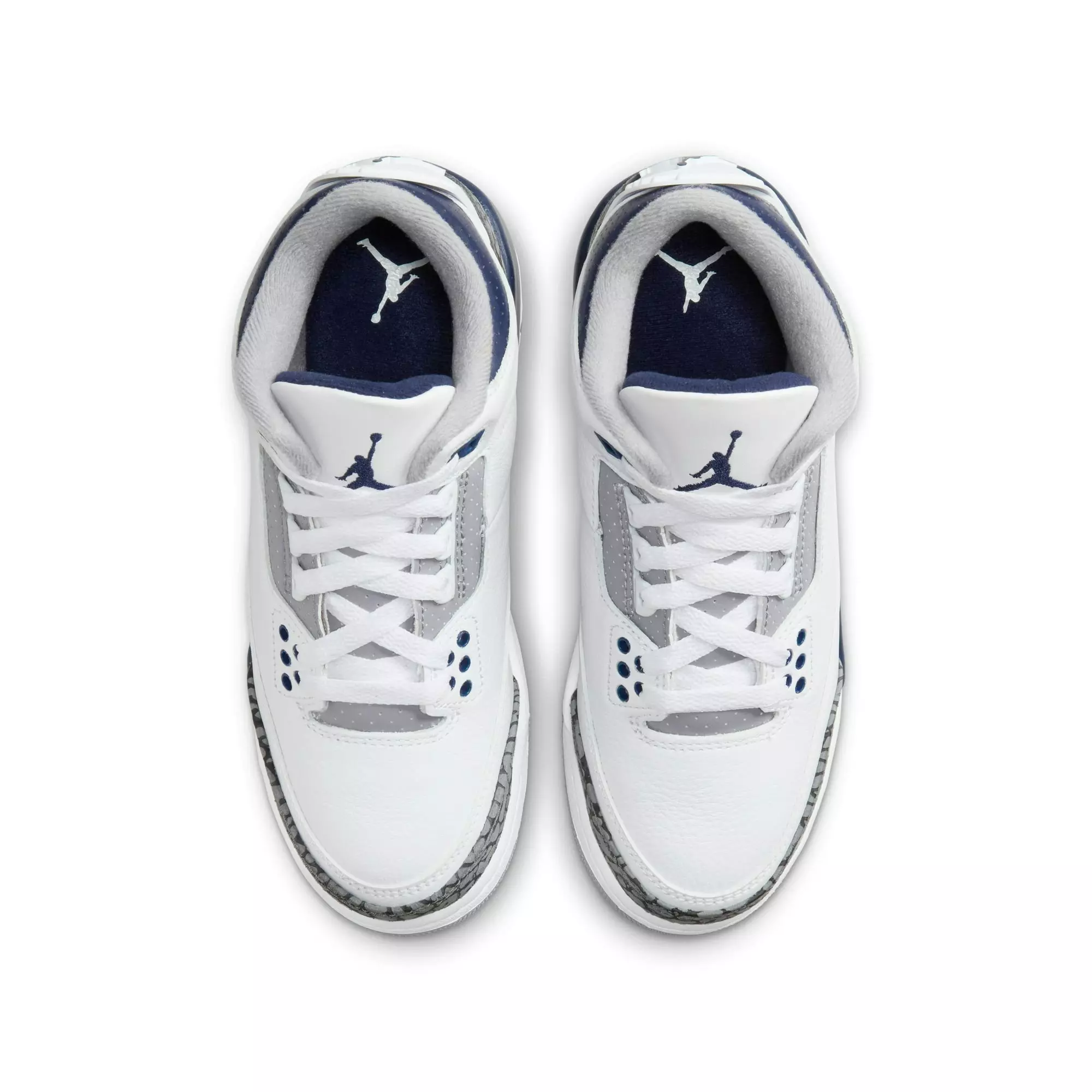 Jordan 3 Retro "Midnight Navy" Grade School Kids' Shoe - WHITE/MIDNIGHT NAVY/CEMENT GREY