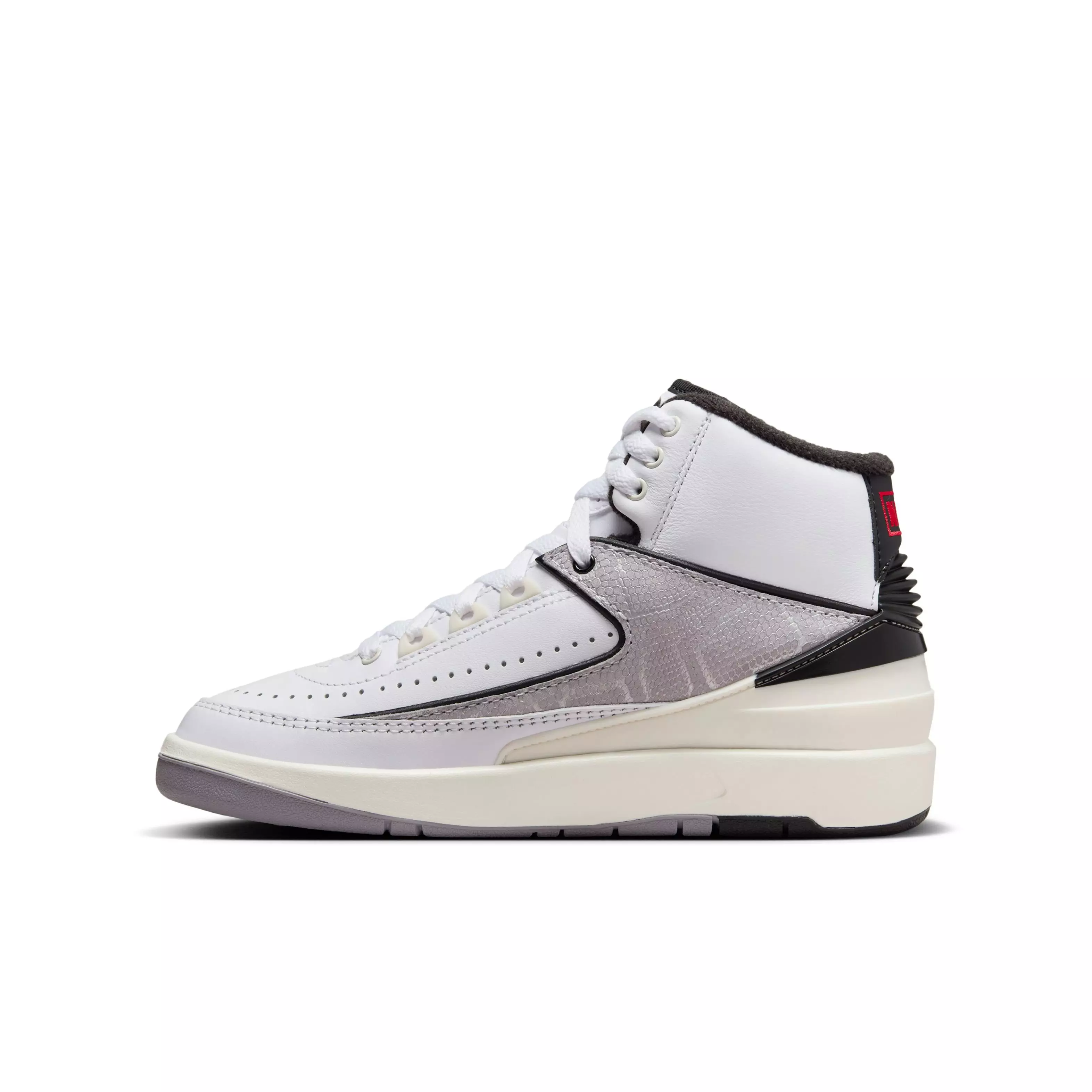 Jordan 2 Retro "Python" Grade School Kids' Shoe - WHITE/FIRE RED/BLACK