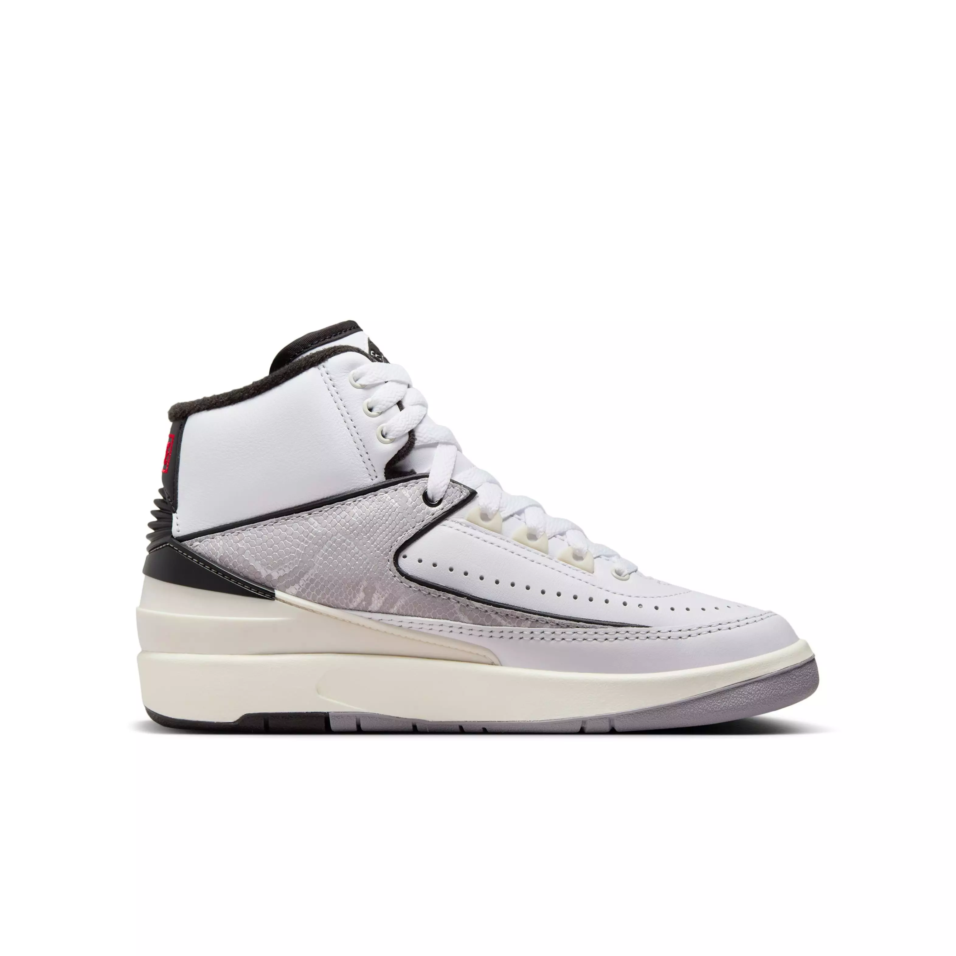 Jordan 2 Retro "Python" Grade School Kids' Shoe - WHITE/FIRE RED/BLACK