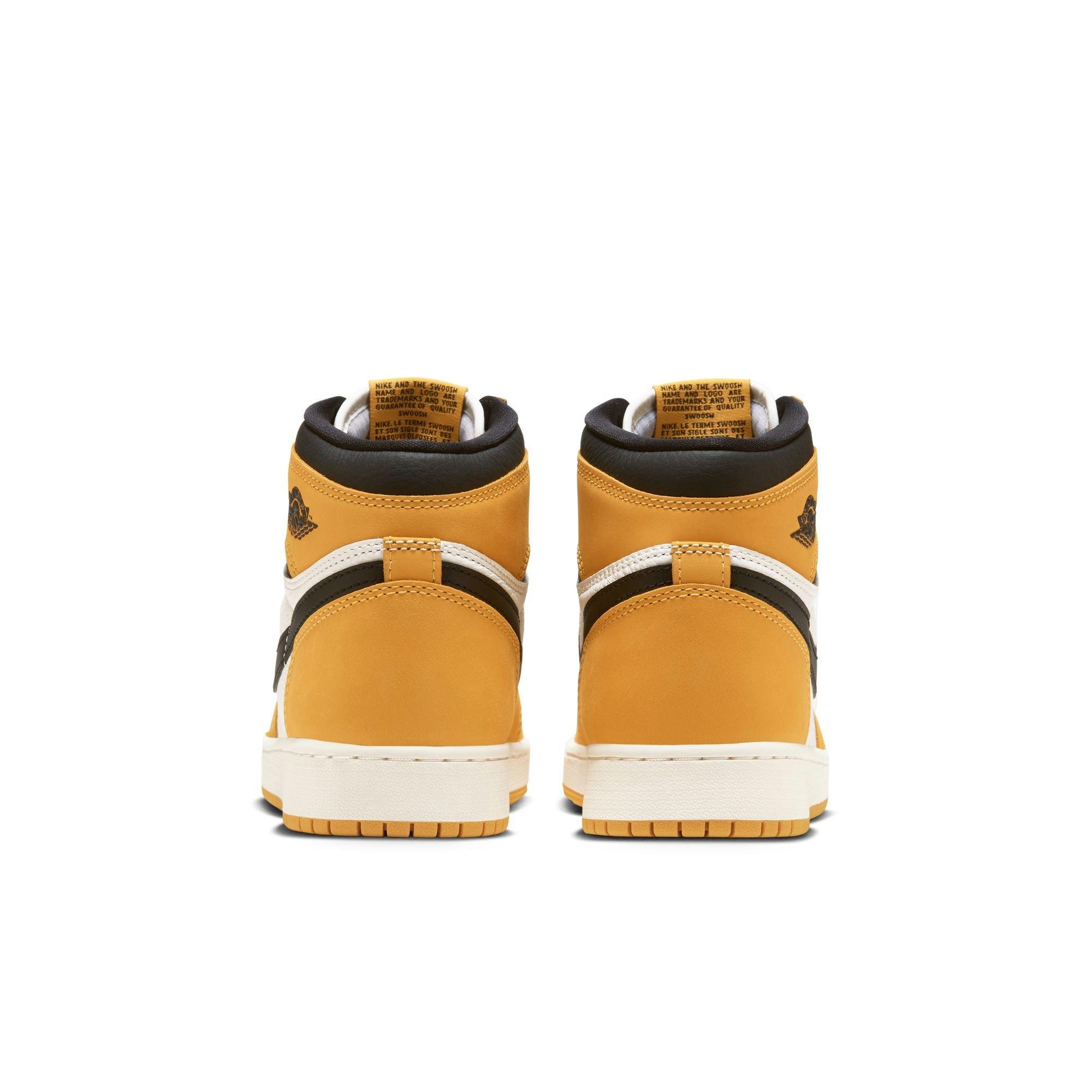 Jordan 1 Retro High OG "Yellow Ochre" Grade School Kids' Shoe - YELLOW OCHRE/BLACK/SAIL Thumbnail View 9