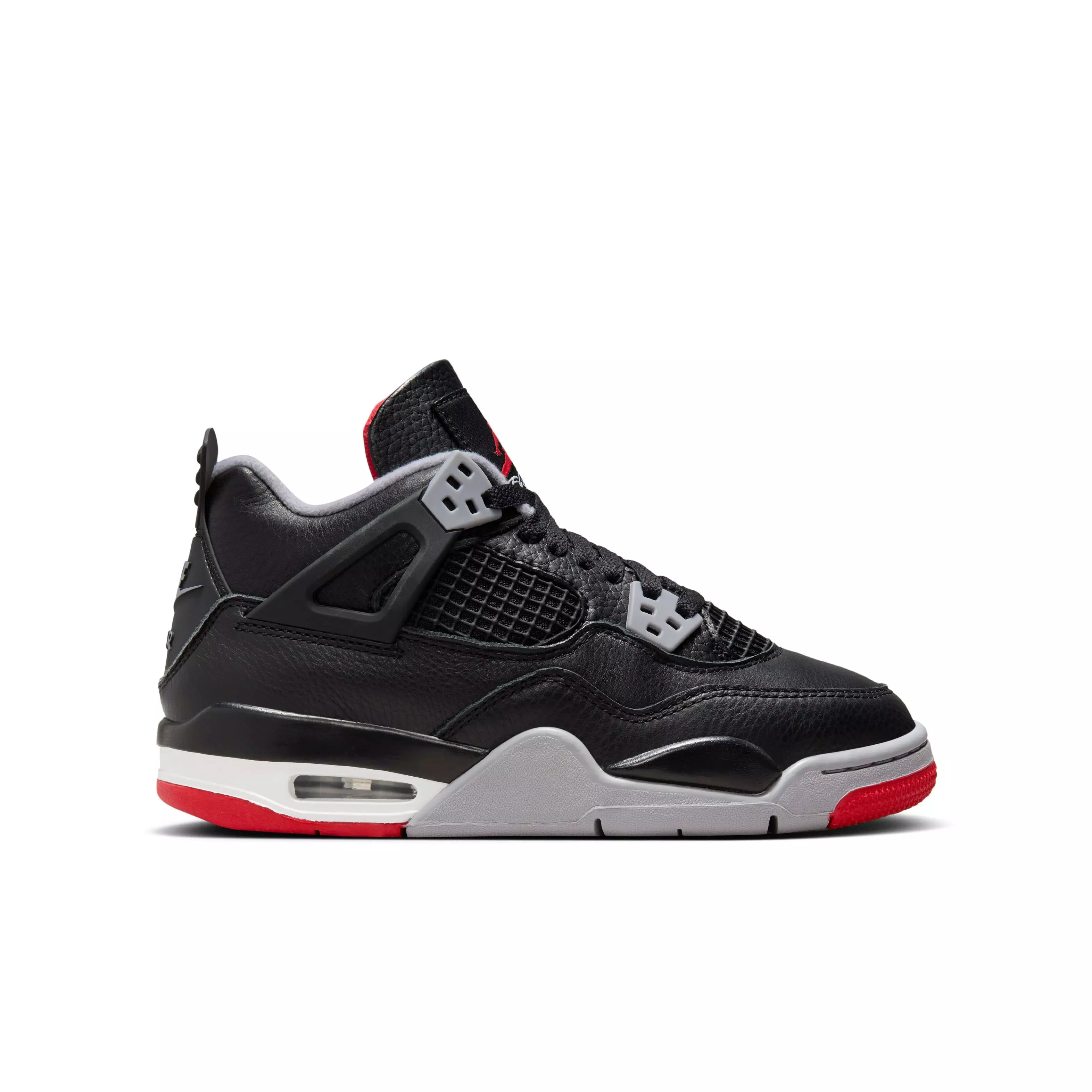 Jordan 4 Retro "Bred Reimagined" Grade School Kids' Shoe - BLACK/FIRE RED/CEMENT GREY