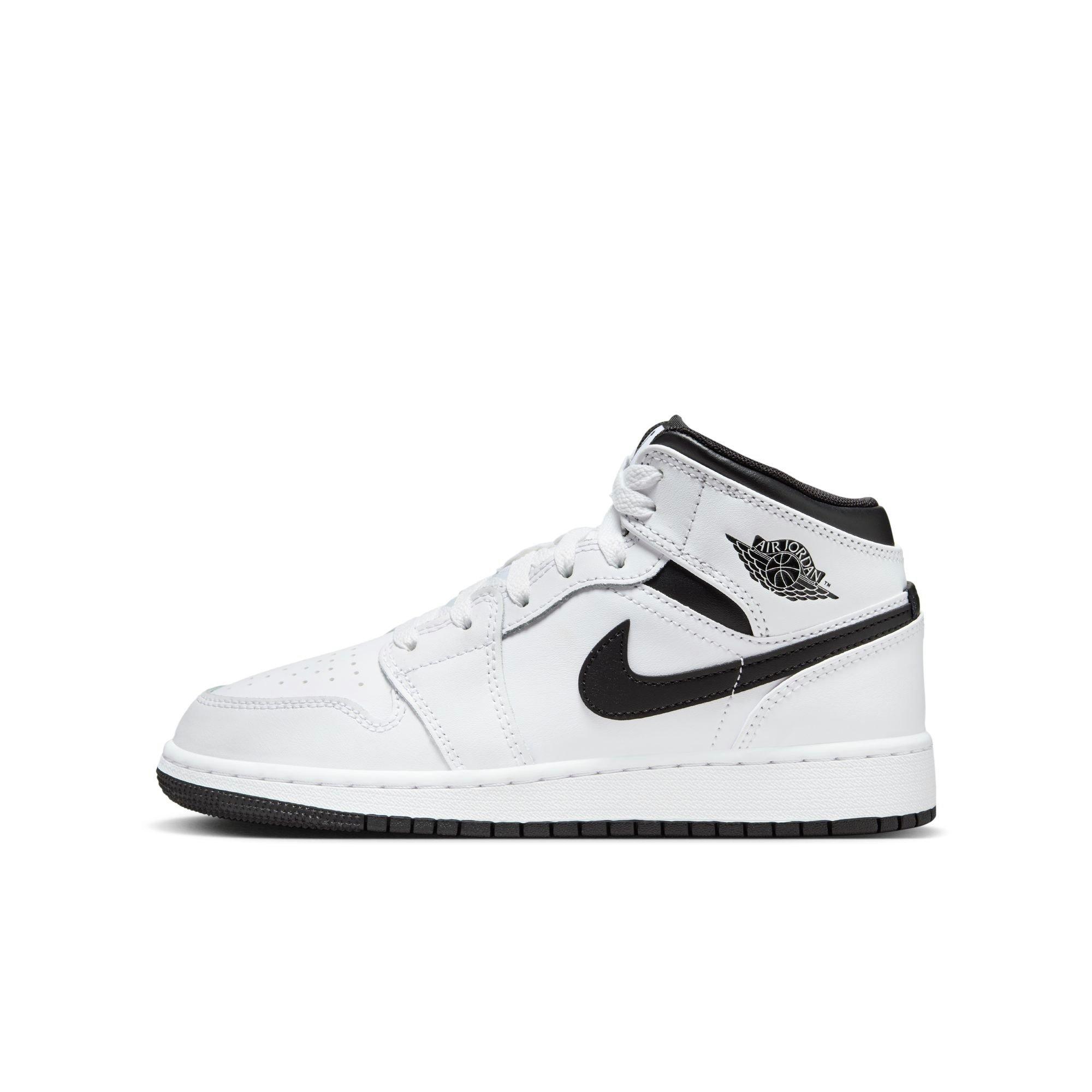 Jordan 1 Mid Grade School Boys' "White/Black" Shoe